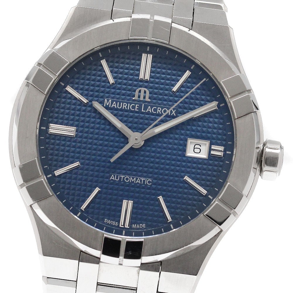 Men's Automatic Date Wristwatch Maurice Lacroix Icon AI6008-SS002-430-1: Men's Automatic Date Wristwatch Maurice Lacroix Icon AI6008-SS002-430-1 Maurice Lacroix Icon Automatic Date men's wristwatch, Swiss-made and pre-owned. It features a stainless steel case and band, a n