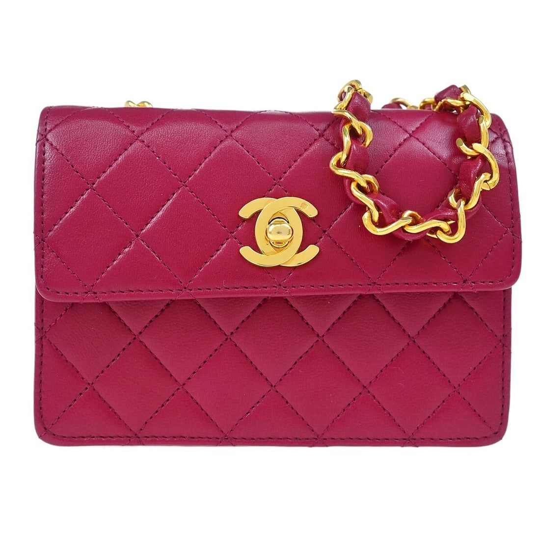 CHANEL Single Chain Shoulder Bag Purple Quilted Lambskin Flap: CHANEL Single Chain Shoulder Bag Purple Quilted Lambskin Flap Small Chanel Single Flap shoulder bag in purple lambskin leather with a matelasse quilted exterior, flap turnlock closure, leather lining,