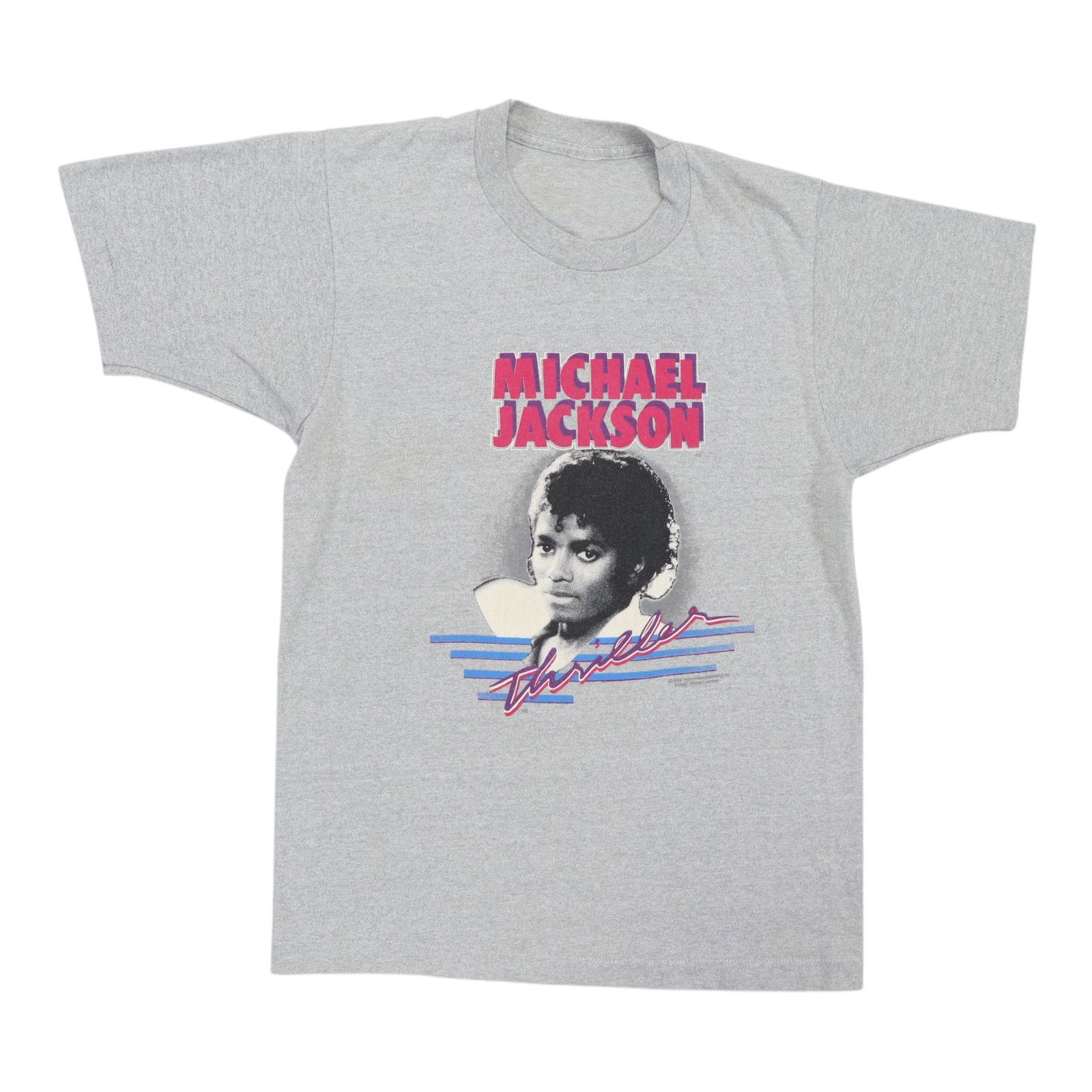 Vintage 1984 Thriller Era Michael Jackson Graphic Gray T-Shirt (1 of 8)