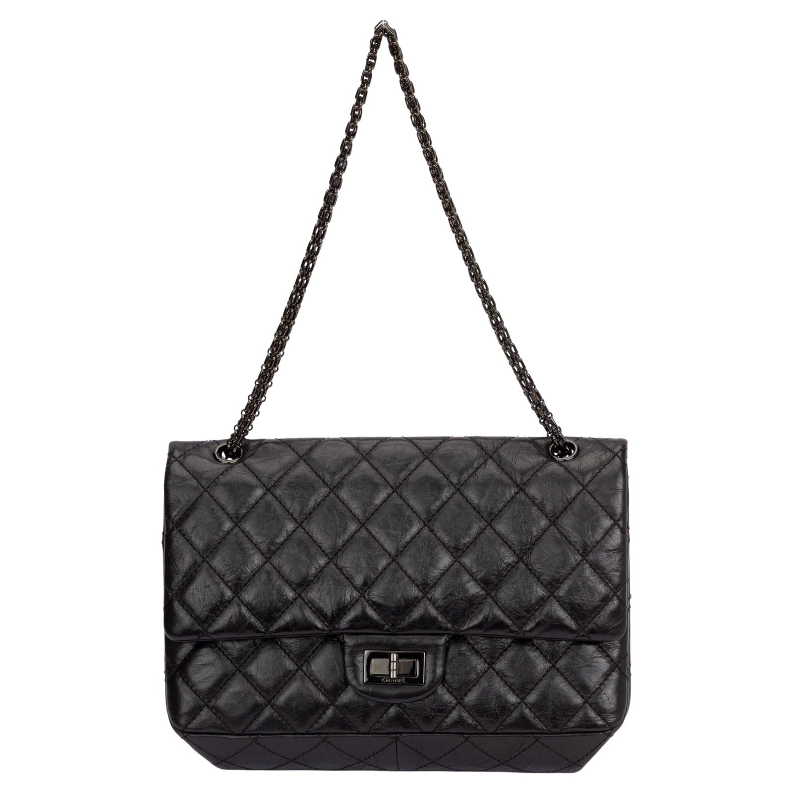 Chanel So Black Reissue Jumbo Flap Bag with Hologram Collection 23: Chanel So Black Reissue Jumbo Flap Bag with Hologram Collection 23 This Chanel Rare So Black Reissue Jumbo Flap is a stunning addition to any luxury collection. Crafted in Italy, this bag features a s
