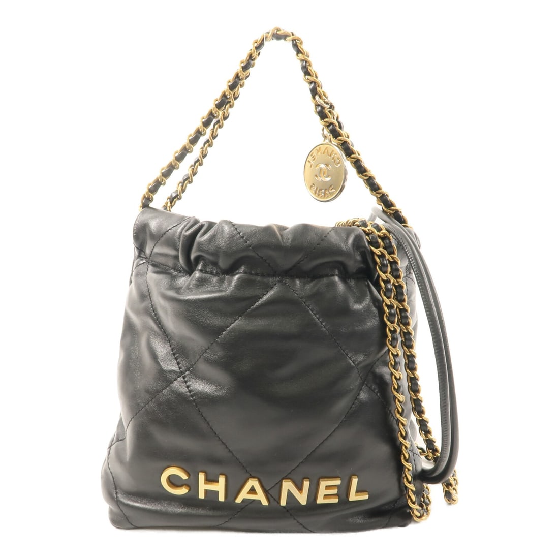 CHANEL Mini 22 AS3261 2 Way Shoulder Bag Black Calfskin GHW (1 of 15)
