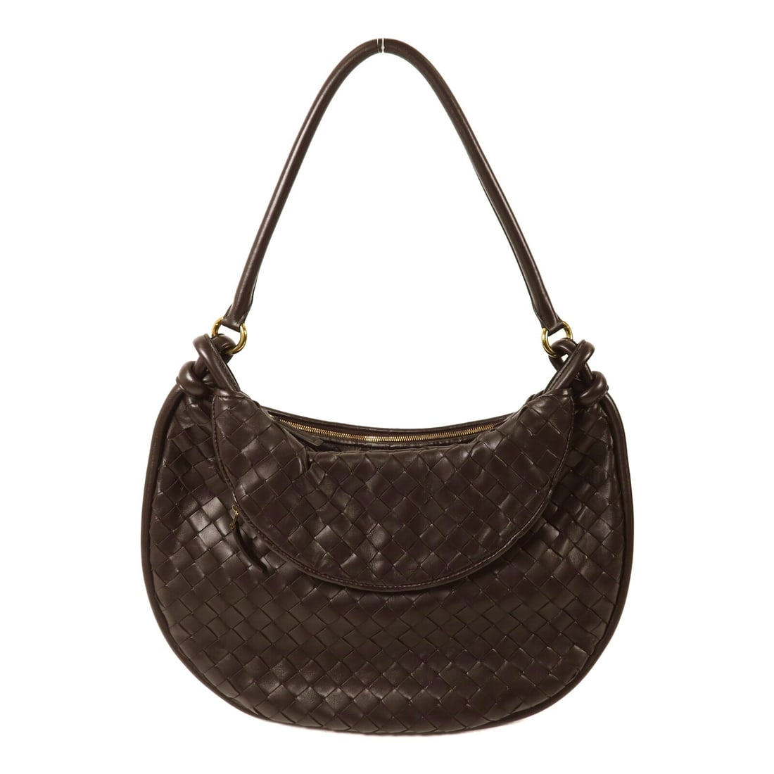 Bottega Veneta Gemelli Brown Lambskin Shoulder Bag Italy: Bottega Veneta Gemelli Brown Lambskin Shoulder Bag Italy A Bottega Veneta Gemelli shoulder bag crafted from lambskin (sheep leather) in brown. It features a regular size profile, a shoulder bag style,