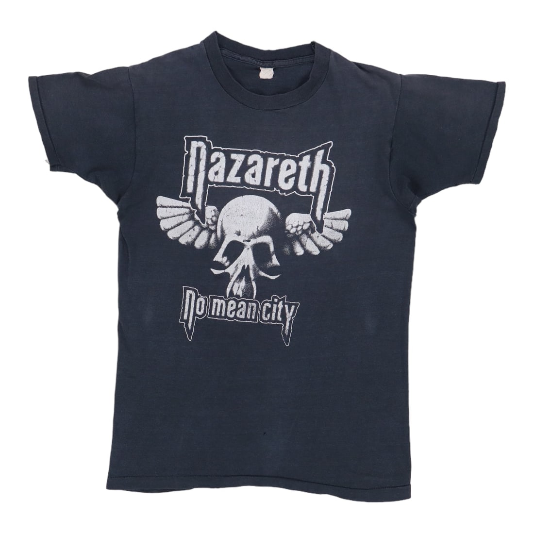 Vintage 1979 No Mean City Band T Shirt Black Cotton: Vintage 1979 No Mean City Band T Shirt Black Cotton This is an original vintage 1979 Nazareth No Mean City shirt. It features no back graphics and is made from 100% cotton in black. The shirt is in wo