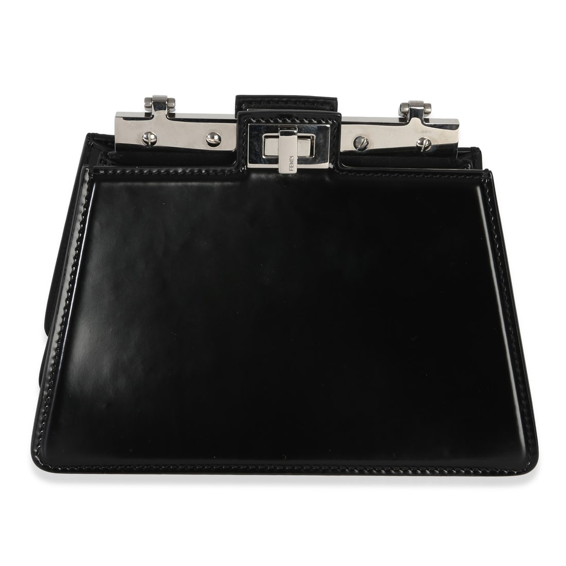 Fendi Petite Peekaboo Cut Chain Black Patent Leather Shoulder Bag: Fendi Petite Peekaboo Cut Chain Black Patent Leather Shoulder Bag This Fendi Black Patent Petite Peekaboo Cut Chain Shoulder Bag features a sleek black leather exterior with a silver-tone chain strap 