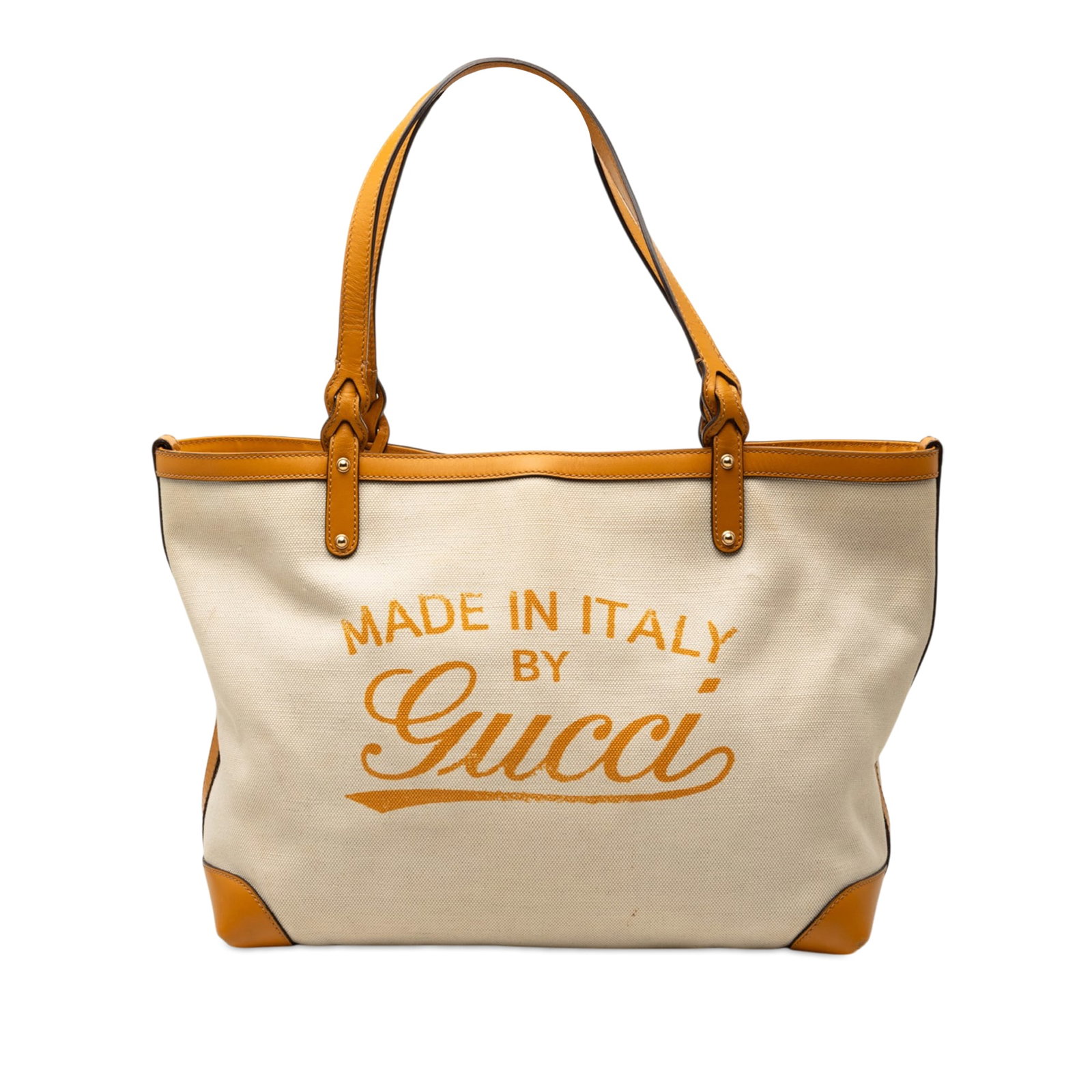 Gucci Craft Medium Tote Bag Brown Canvas and Leather Trim: Gucci Craft Medium Tote Bag Brown Canvas and Leather Trim Gucci Medium Canvas Craft Tote in brown, made in Italy. The bag features a canvas body with leather trim, flat leather straps, an open top wit