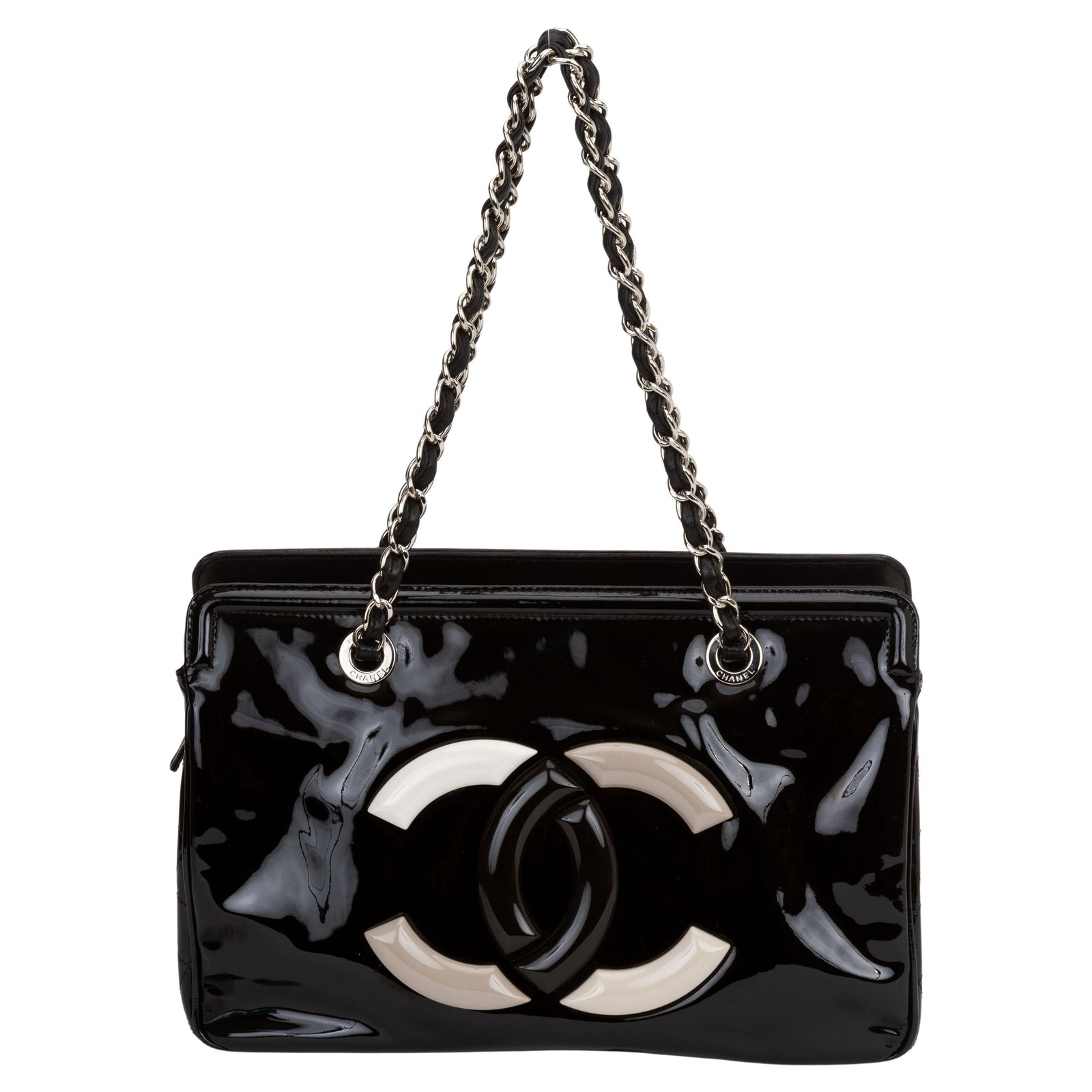 Chanel Lipstick Tote Black Patent Leather CC Logo (1 of 9)