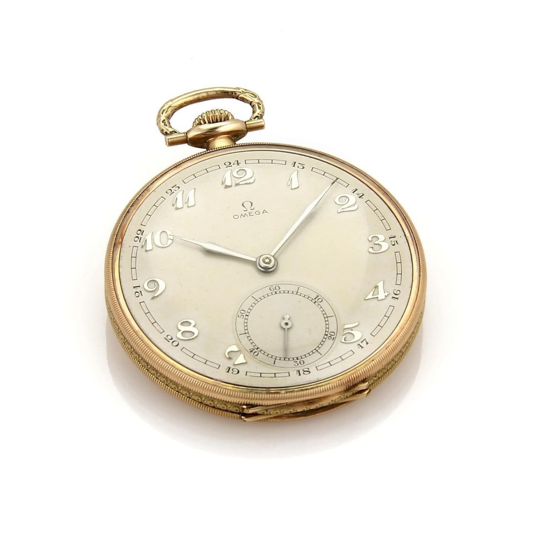 Vintage Omega half hunter pocket watch 14k rose gold 15 jewels: Vintage Omega half hunter pocket watch 14k rose gold 15 jewels This vintage Omega half hunter pocket watch is crafted in 14k rose gold and features a Swiss mechanical hand-winding movement with 15 jew