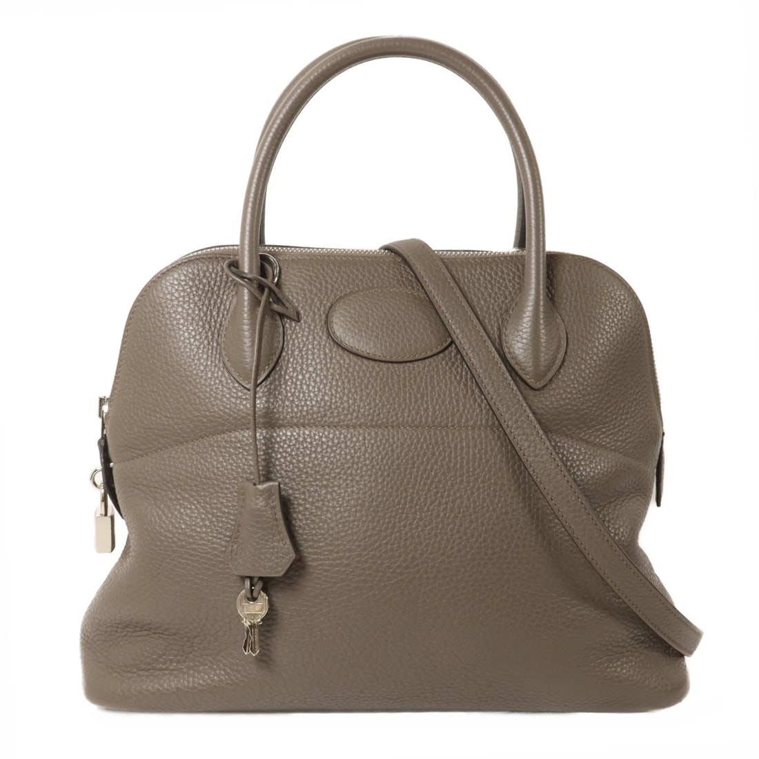 Hermes Bolide 31 Taurillon Clemence 2way Shoulder Bag Etain PHW: Hermes Bolide 31 Taurillon Clemence 2way Shoulder Bag Etain PHW Hermes PHW Bolide 31 2way shoulder bag in Etain x Gray x Etain, made from Taurillon Clemence and calfskin (cowhide). This regular-size w