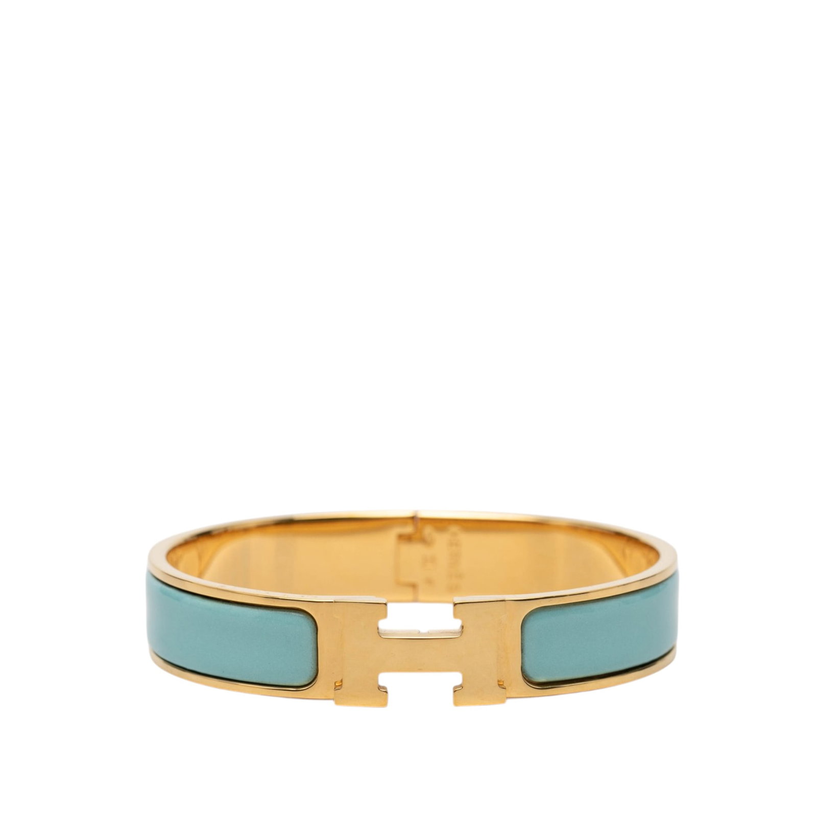 Hermes Clic H PM Narrow Enamel Bracelet Blue (1 of 4)