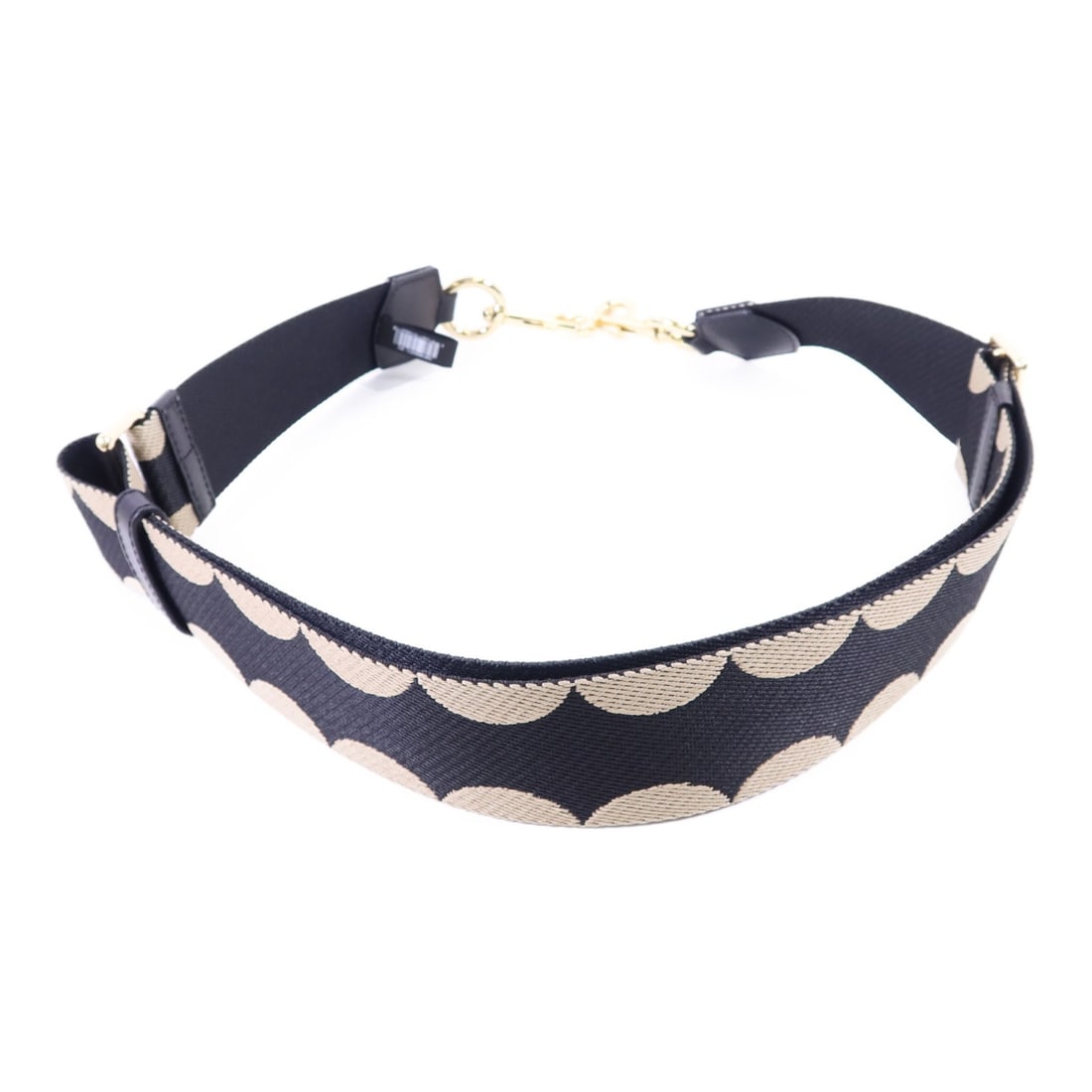 Black Canvas Shoulder Strap Marc Jacobs Gold Tone Hardware: Black Canvas Shoulder Strap Marc Jacobs Gold Tone Hardware Black MARC JACOBS shoulder strap made of canvas, designed for women and offered in regular size. The strap measures 94-134 cm in shoulder len