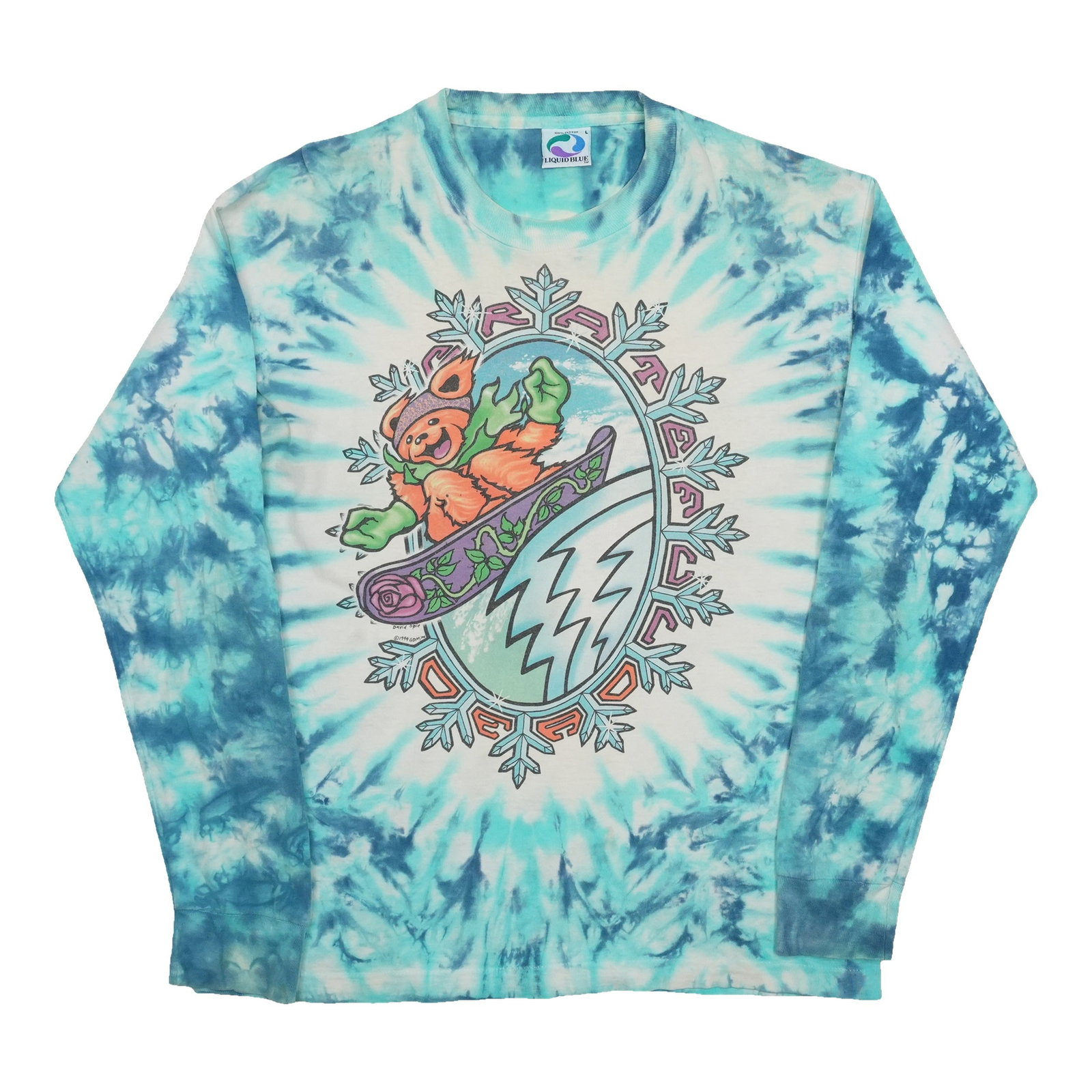 Grateful Dead Snowboard Bear Tie-Dye Cotton Long Sleeve Shirt Large (1 of 6)