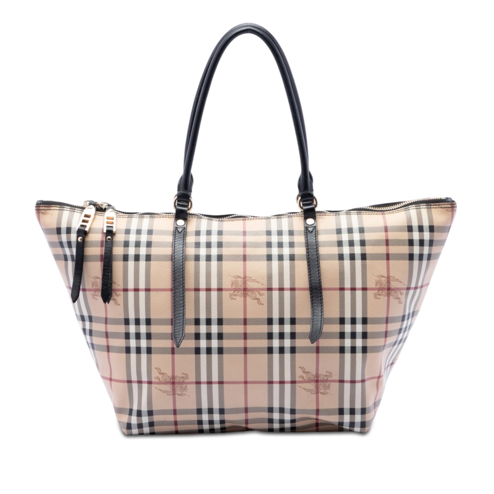 Burberry Salisbury tote in Haymarket check coated canvas: Burberry Salisbury tote in Haymarket check coated canvas This Burberry Medium Haymarket Check Salisbury Tote features a coated canvas body with the signature Haymarket check pattern, complemented by r