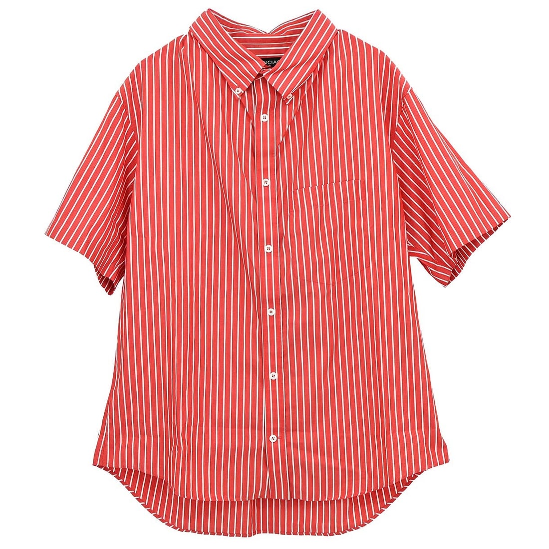 Balenciaga Mens Red Cotton Collared Short Sleeve Shirt Size 36: Balenciaga Mens Red Cotton Collared Short Sleeve Shirt Size 36 Vintage Balenciaga red blouse shirt for men with a collared neckline, short sleeves, and front button accents. Made in Italy from 100% co
