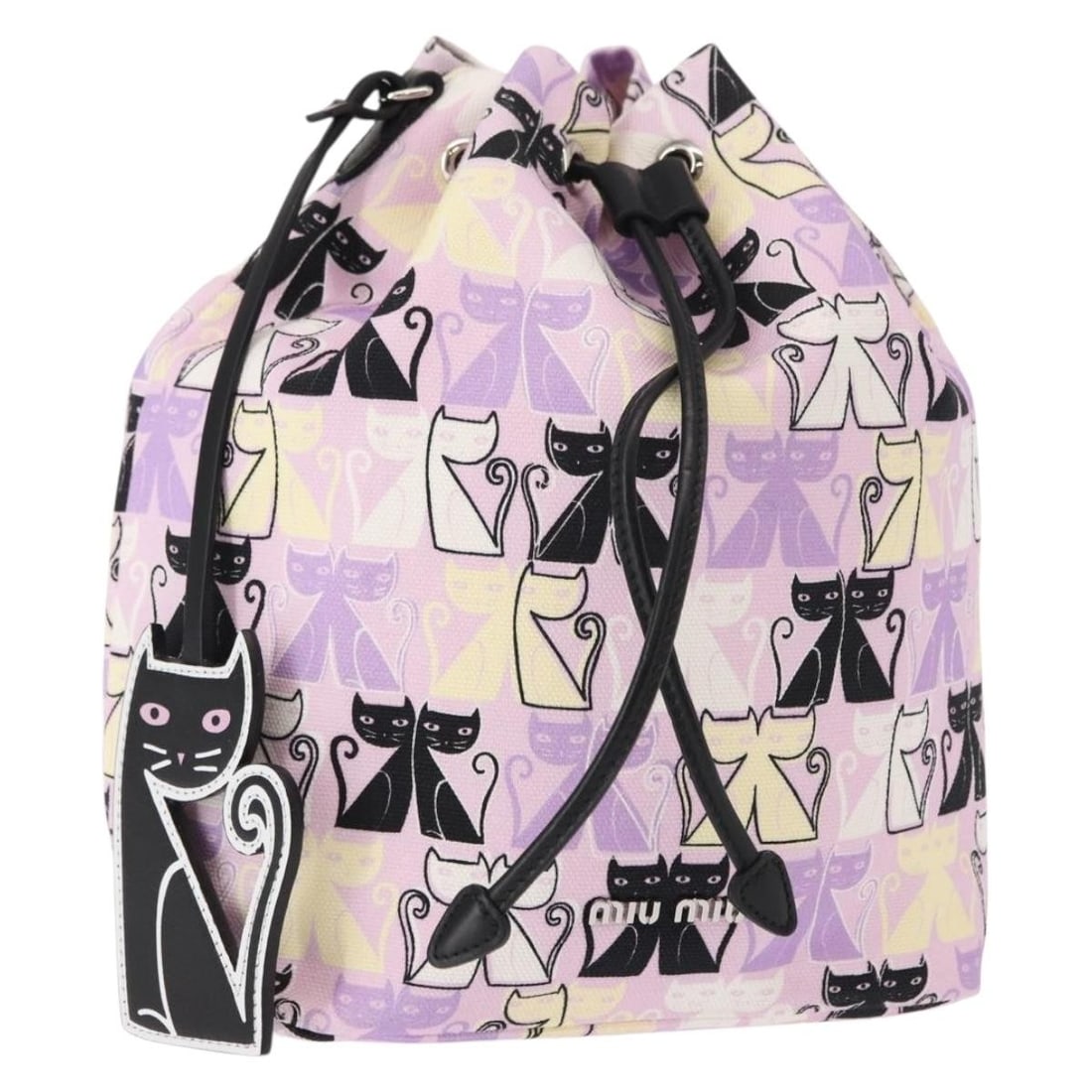 Miu Miu Madras Cat Pouch Canvas Pink Silver Authentic (1 of 18)