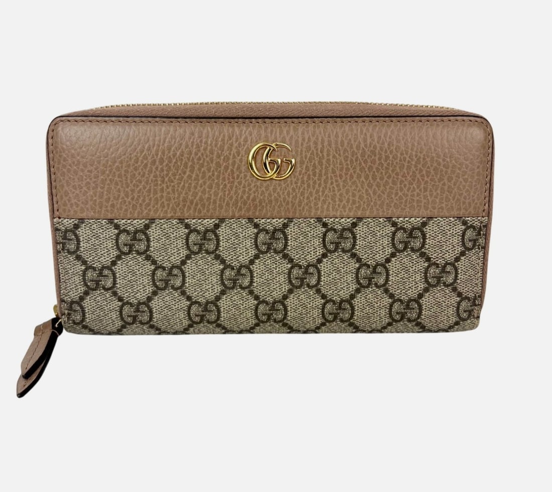Gucci GG Marmont medium zip-around wallet in brown canvas leather (1 of 13)