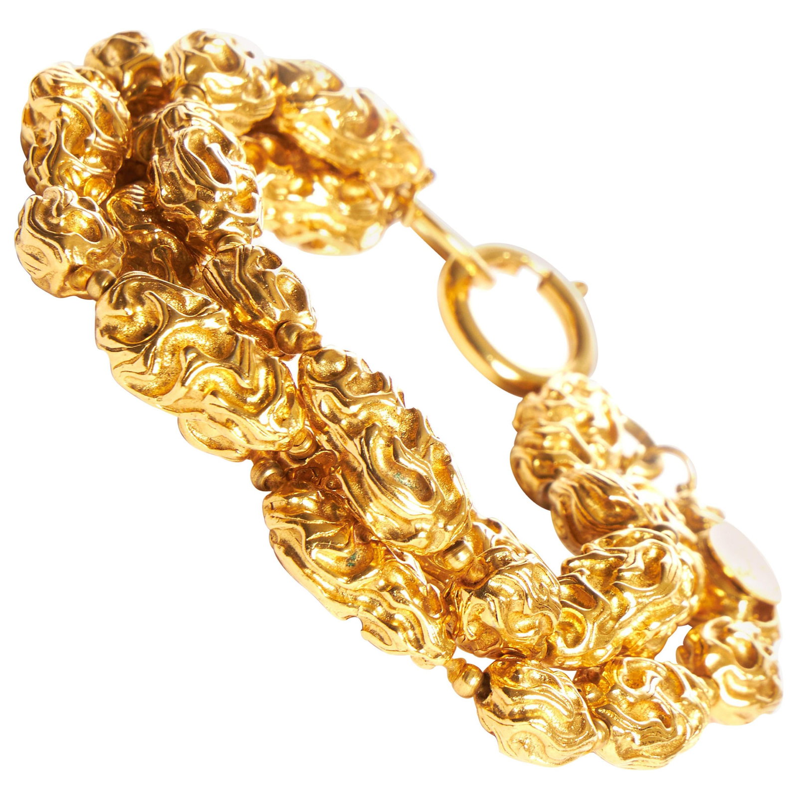 1980s Chanel Gold Tone Three Strand Nugget Bracelet with Box (1 of 4)