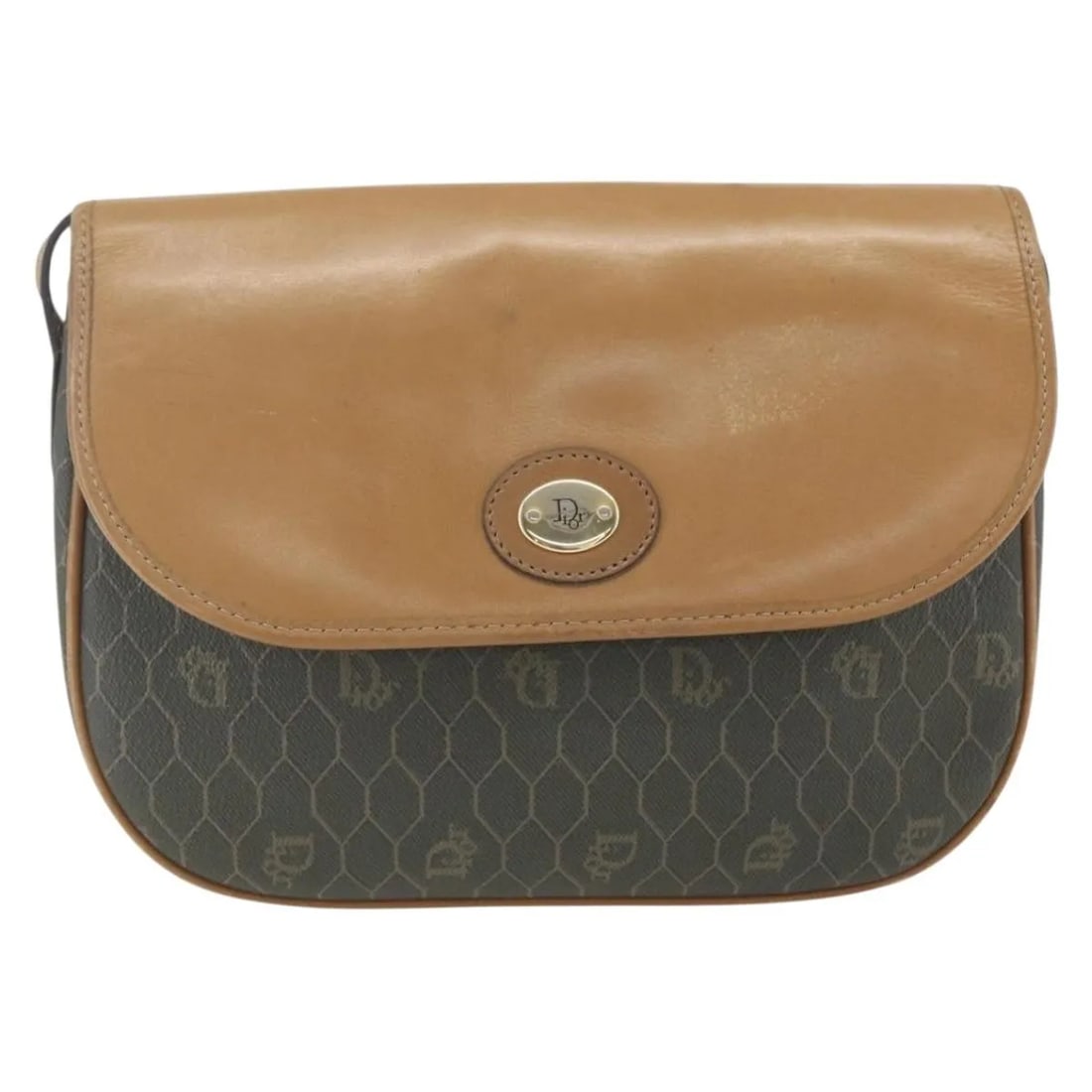 Christian Dior Vintage Honeycomb Flap Crossbody Bag Khaki Canvas Leather: Christian Dior Vintage Honeycomb Flap Crossbody Bag Khaki Canvas Leather This Christian Dior vintage Honeycomb flap crossbody bag features a khaki canvas exterior with leather accents. Designed for wo