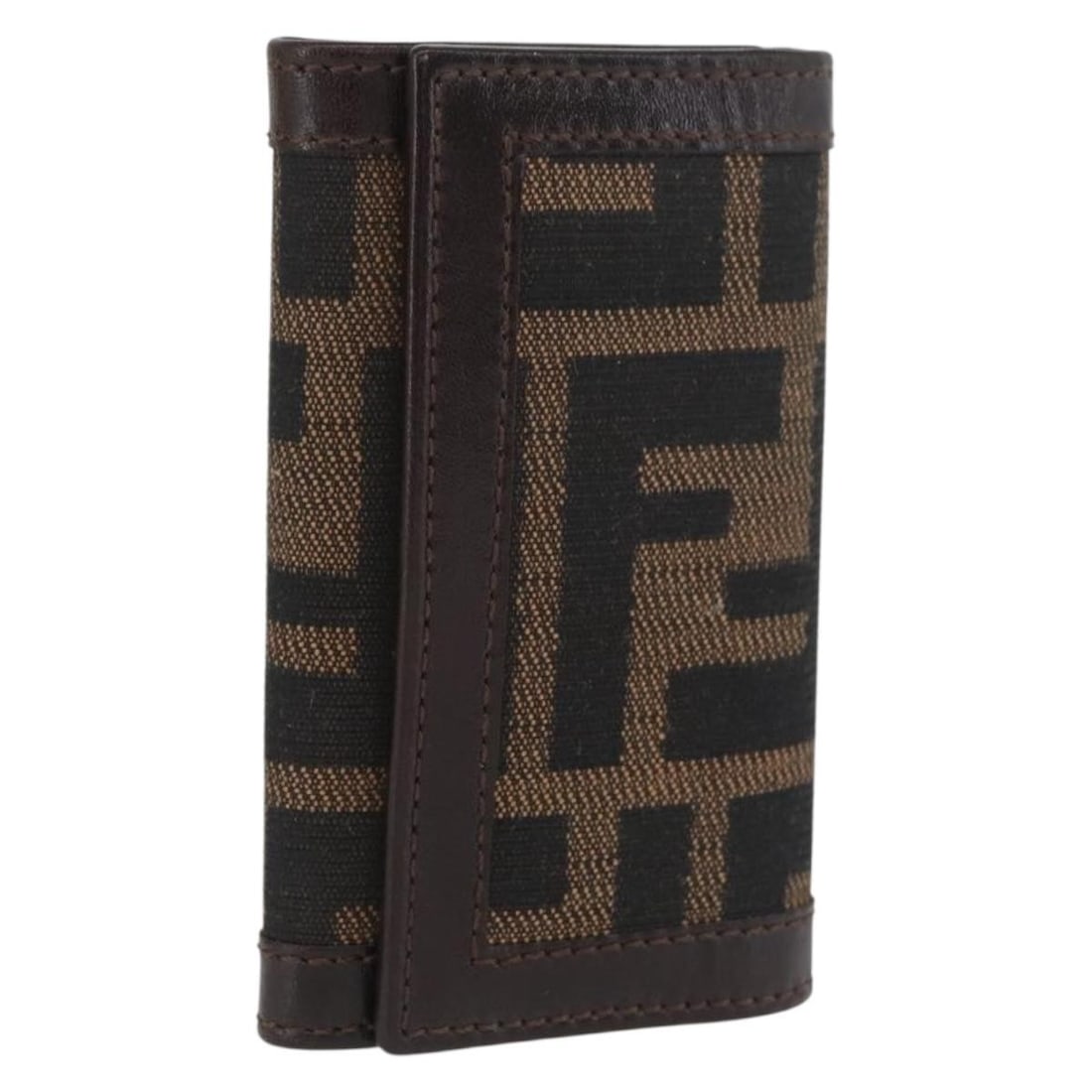 Fendi Zucca Canvas Black and Brown Key Holder Case for Women: Fendi Zucca Canvas Black and Brown Key Holder Case for Women This FENDI key case features the signature Zucca canvas in black and brown tones, offering a stylish way to organize your keys. Designed fo
