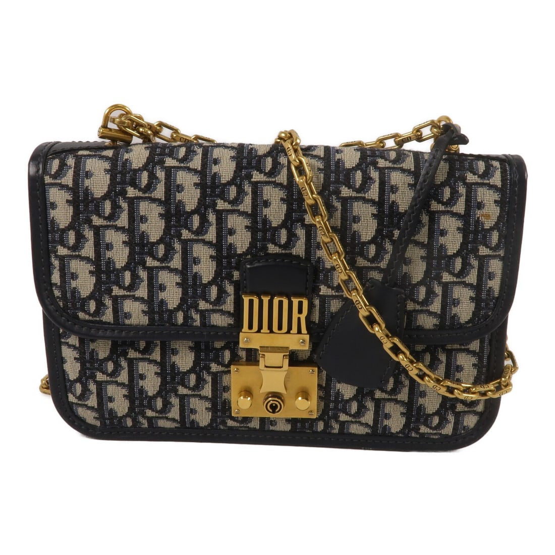 Dior Dioraddict Canvas Shoulder Bag Navy Beige CD GHW M5818CTZO-M928: Dior Dioraddict Canvas Shoulder Bag Navy Beige CD GHW M5818CTZO-M928 A Dioraddict shoulder bag from Christian Dior, crafted in canvas with a navy and ivory colorway. The bag features a flap closure, o