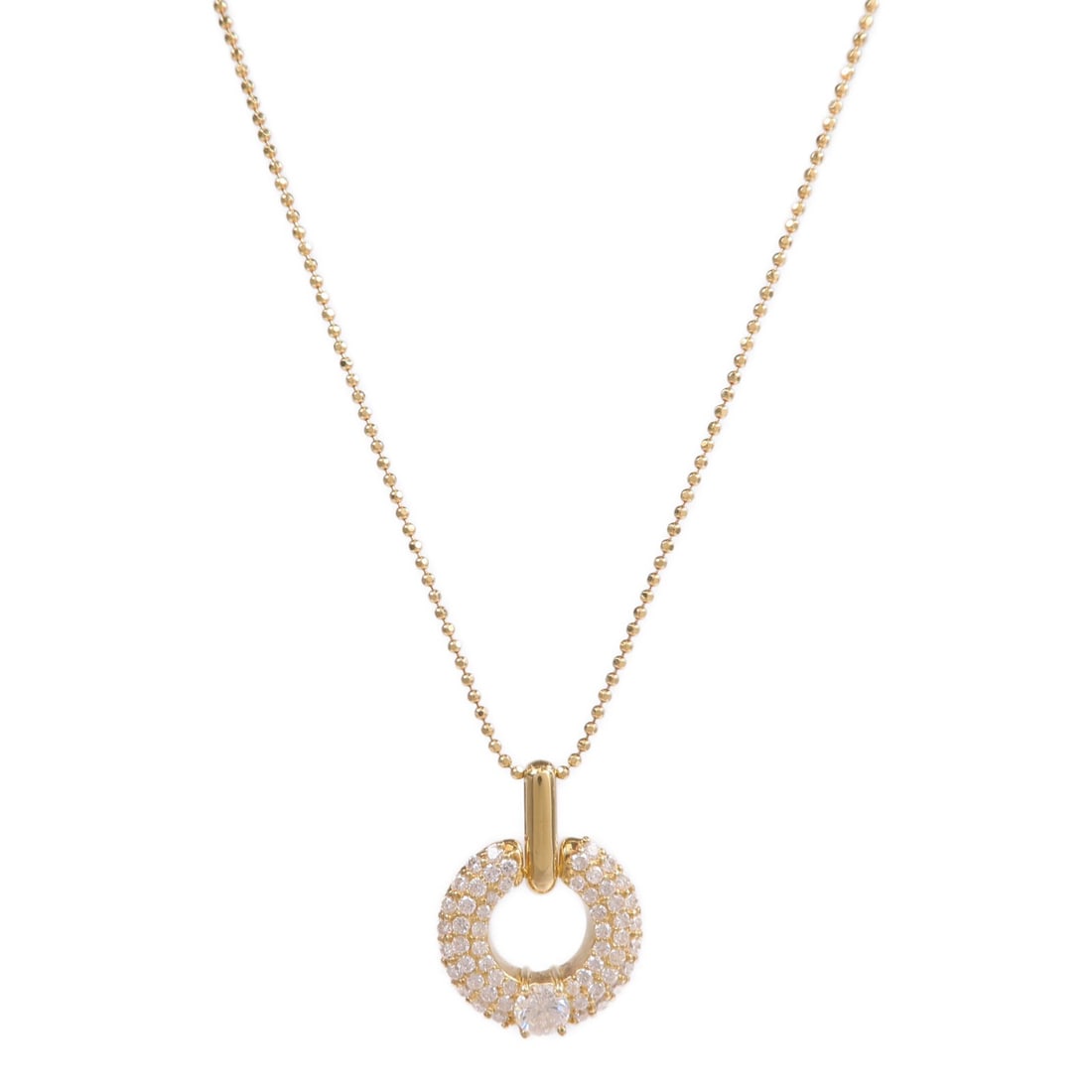 18K Yellow Gold Diamond Necklace for Women 1.00ct: 18K Yellow Gold Diamond Necklace for Women 1.00ct Diamond necklace in K18 yellow gold with a diamond main stone. The piece is described as a regular women's necklace with a clear color presentation, m