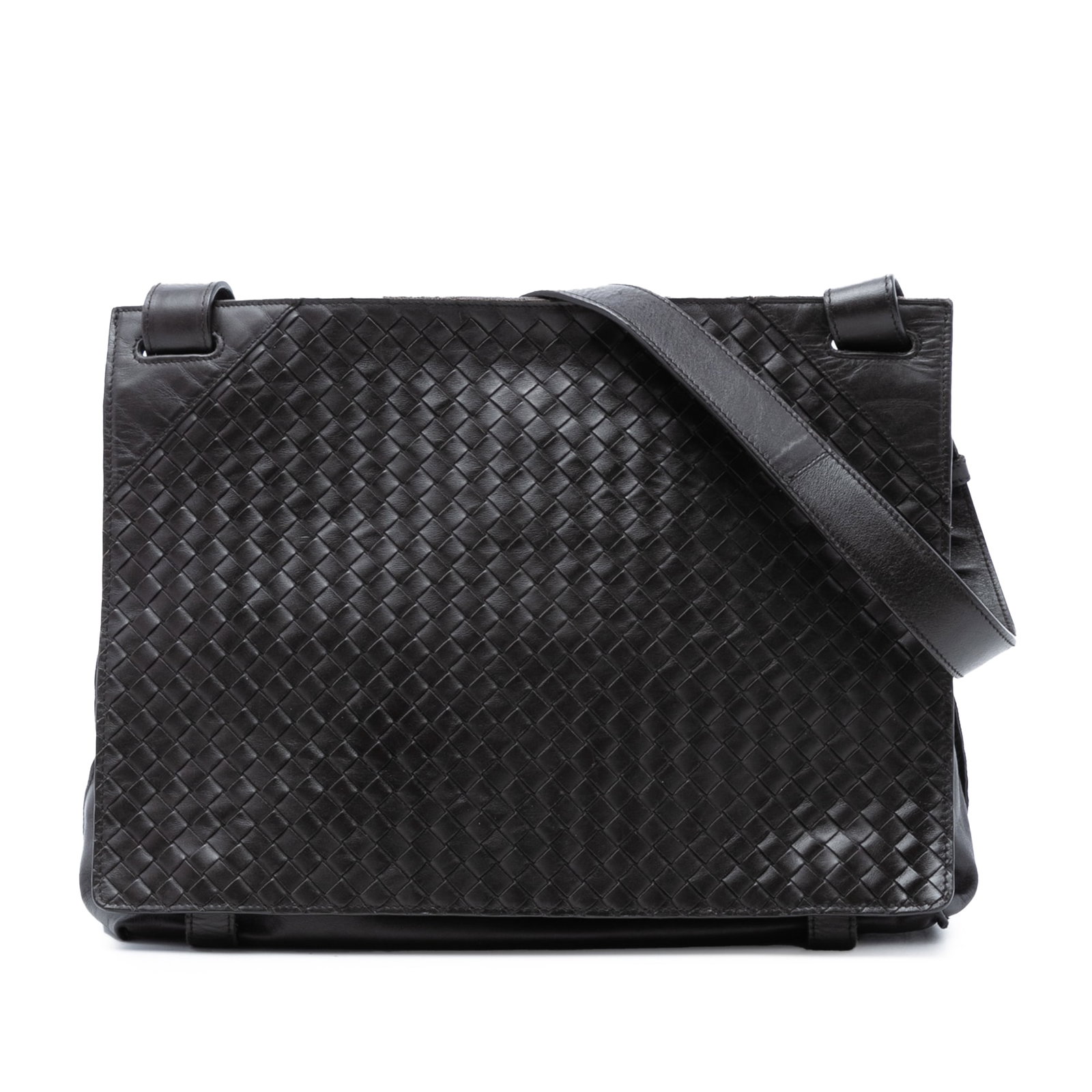 Bottega Veneta Brown Leather Intrecciato Crossbody Bag: Bottega Veneta Brown Leather Intrecciato Crossbody Bag This Bottega Veneta Nappa Intrecciato Messenger Bag features a woven nappa leather body in brown with an adjustable flat leather shoulder strap. 