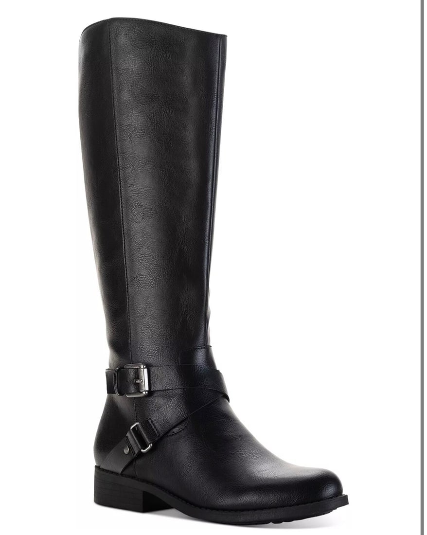 Style & Co Marliee Wide-Calf Black Riding Boots 7.5M with Buckle (1 of 7)