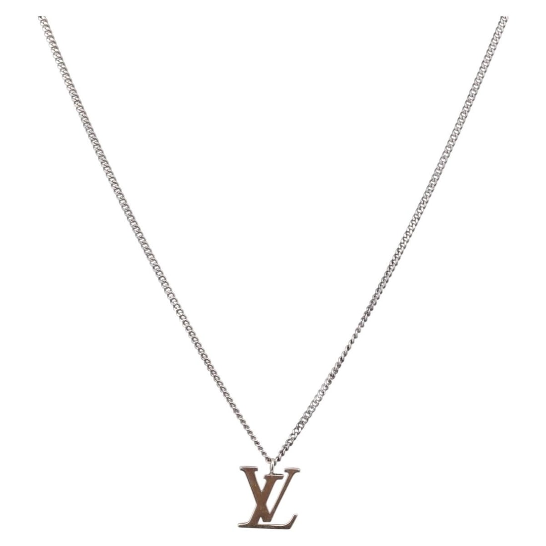 Louis Vuitton LV Initials White Gold Necklace with Box Dust Bag (1 of 16)