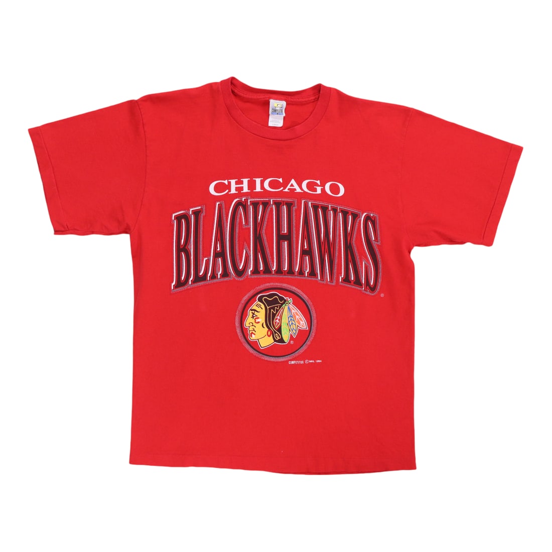 Vintage 1994 Red Chicago Blackhawks Cotton T Shirt Size Large: Vintage 1994 Red Chicago Blackhawks Cotton T Shirt Size Large This is an original vintage 1994 Chicago Blackhawks shirt, not a modern reproduction. The shirt is red and made from 100% cotton. It featu