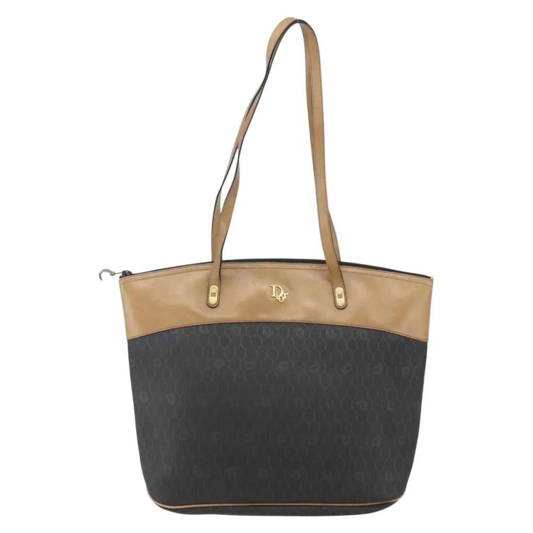 Black Canvas Tote Bag Christian Dior Vintage Honeycomb: Black Canvas Tote Bag Christian Dior Vintage Honeycomb This vintage Christian Dior Honeycomb tote bag features a black canvas construction with leather accents. Designed for women, it offers a spaciou