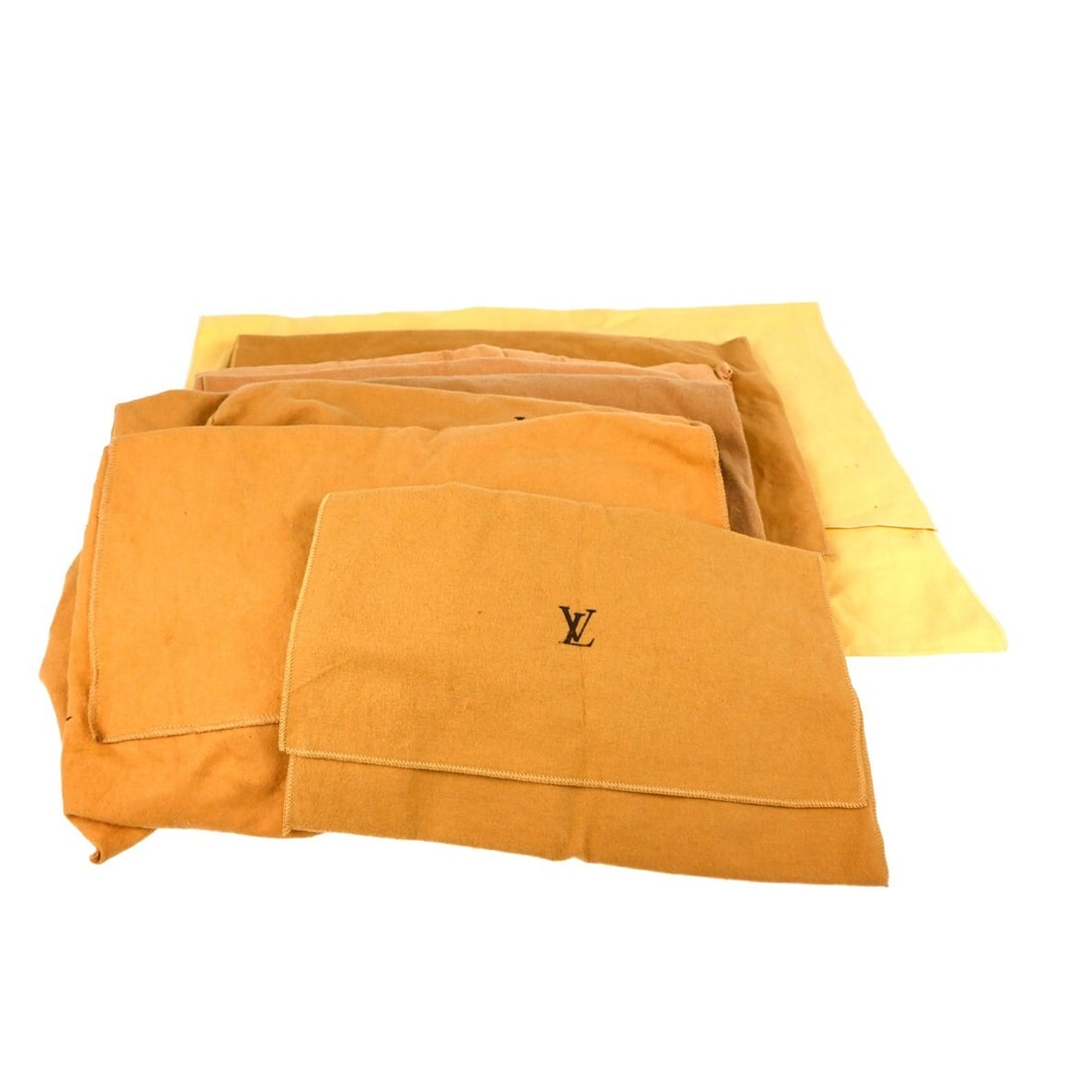 Set of 10 Louis Vuitton cotton dust bags in brown and beige: Set of 10 Louis Vuitton cotton dust bags in brown and beige Set of 10 Louis Vuitton dust bags in brown and beige cotton. These unisex dustbags show overall signs of use with reasonable wear and tear. 