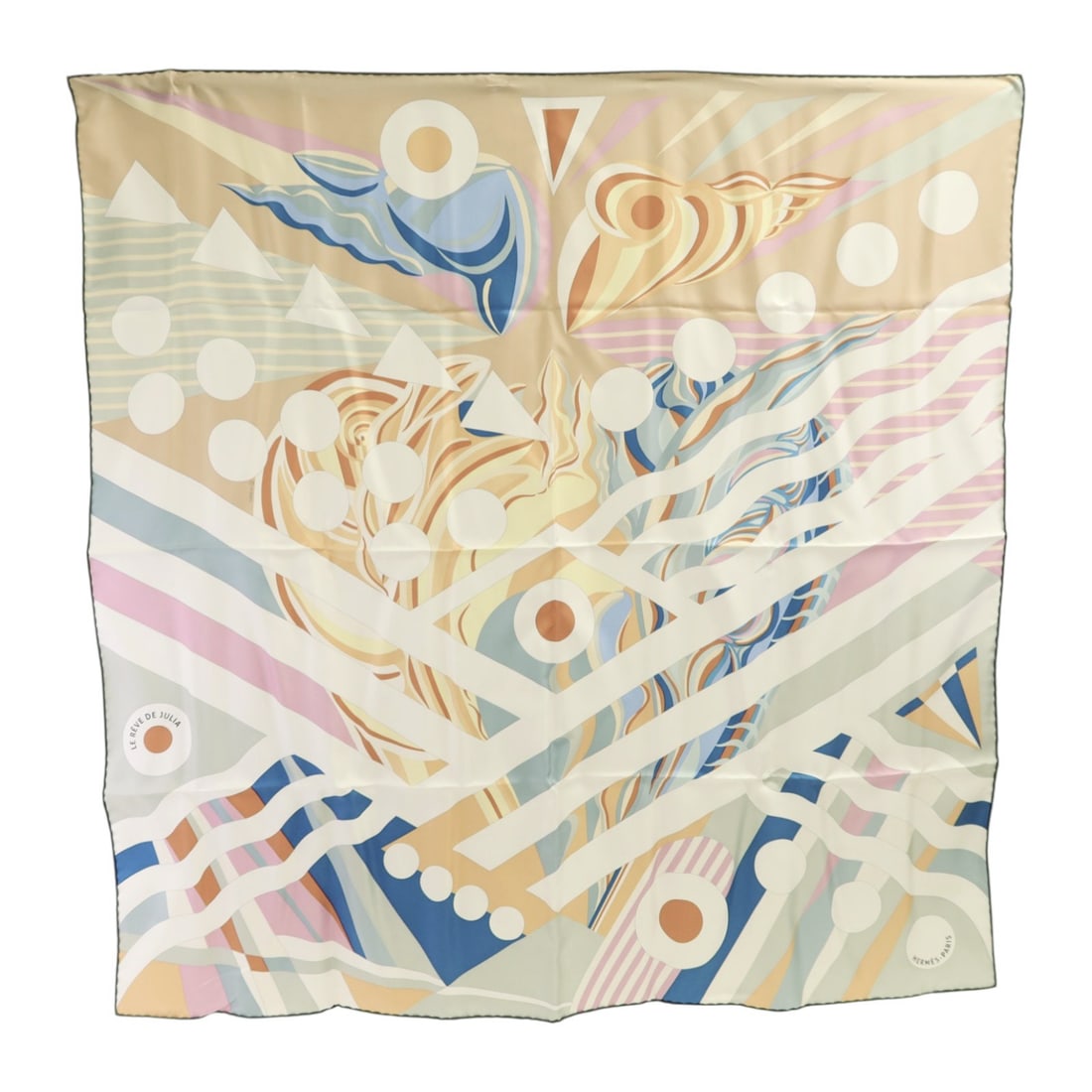 Hermes 90x90 Silk Scarf in Green Pink Beige Multicolor (1 of 13)