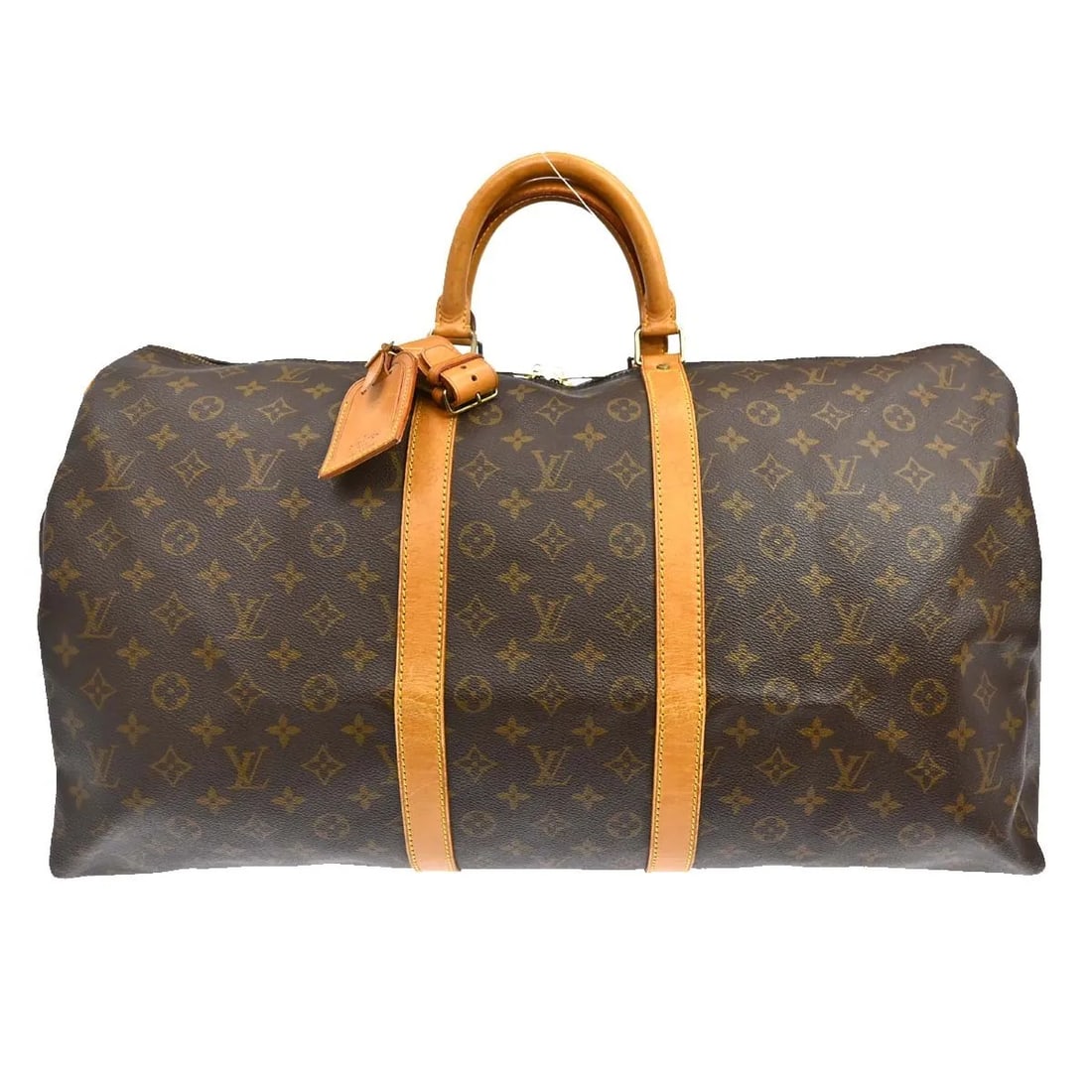 Louis Vuitton Keepall Brown Monogram Canvas Travel Bag: Louis Vuitton Keepall Brown Monogram Canvas Travel Bag Louis Vuitton Keepall in brown monogram canvas. This unisex bag is in good condition with visible wear, including scuffs, suntanned and discolore