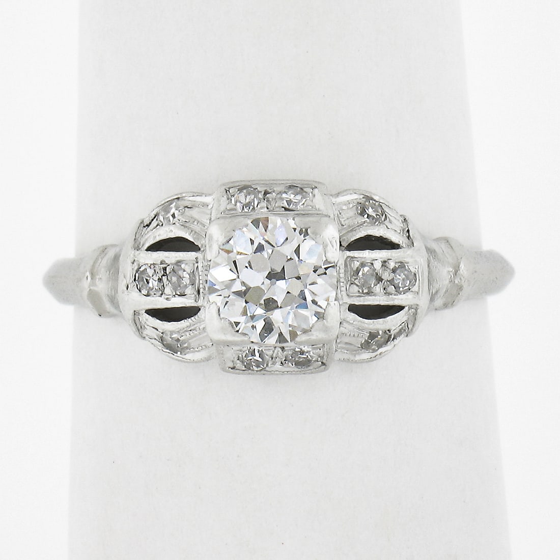 Art Deco Platinum Diamond Ring 0.62 ctw Old European Cut Antique (1 of 8)