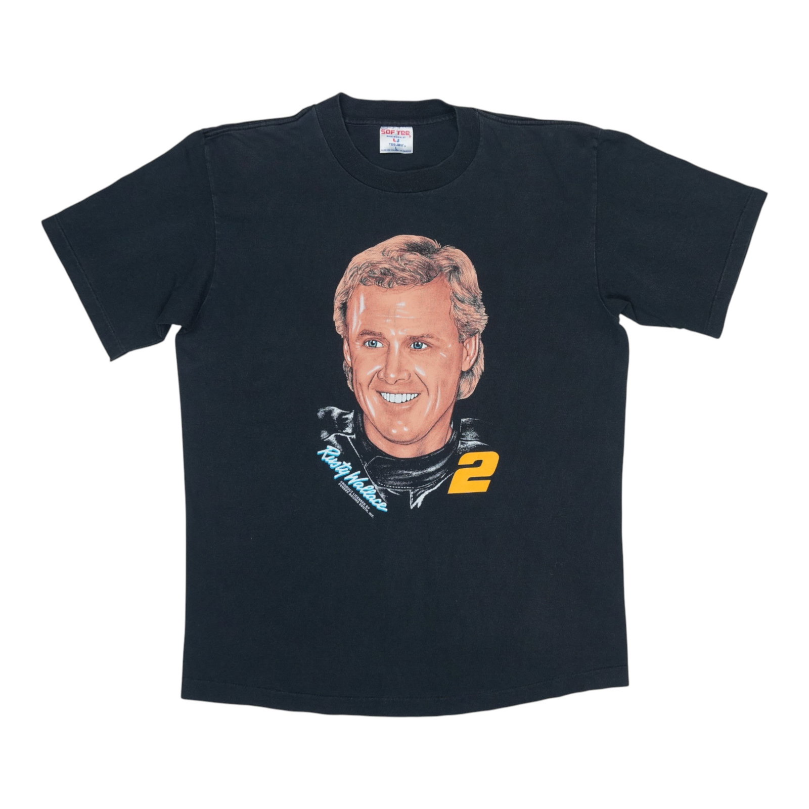 Vintage 1990s Rusty Wallace Large Black Cotton Racing Shirt: Vintage 1990s Rusty Wallace Large Black Cotton Racing Shirt This is an original vintage Rusty Wallace shirt from the 1990s. It is not a modern reproduction and features no back graphics. Made from 100