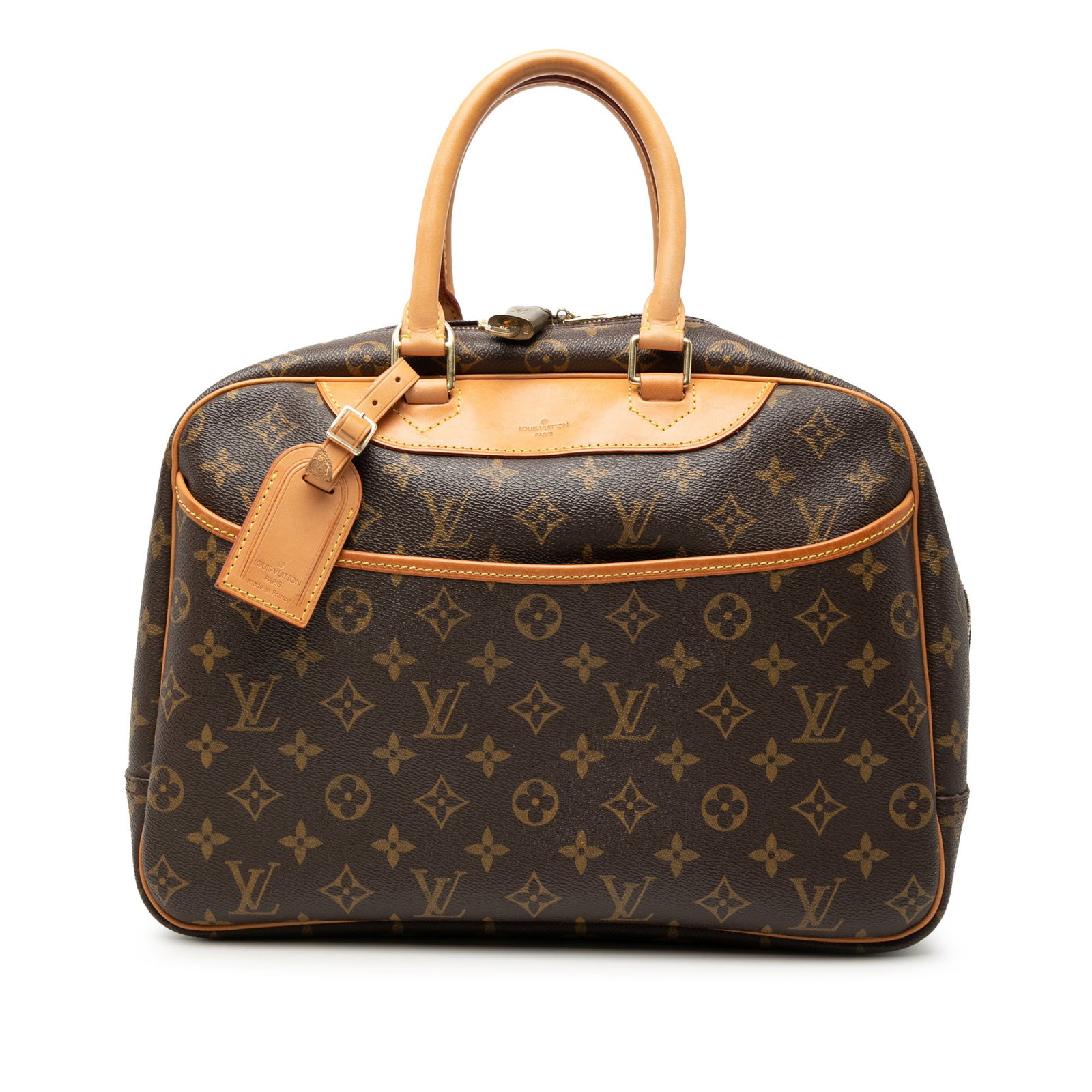 Louis Vuitton Deauville Brown Monogram Canvas Handbag with Leather Trim (1 of 7)