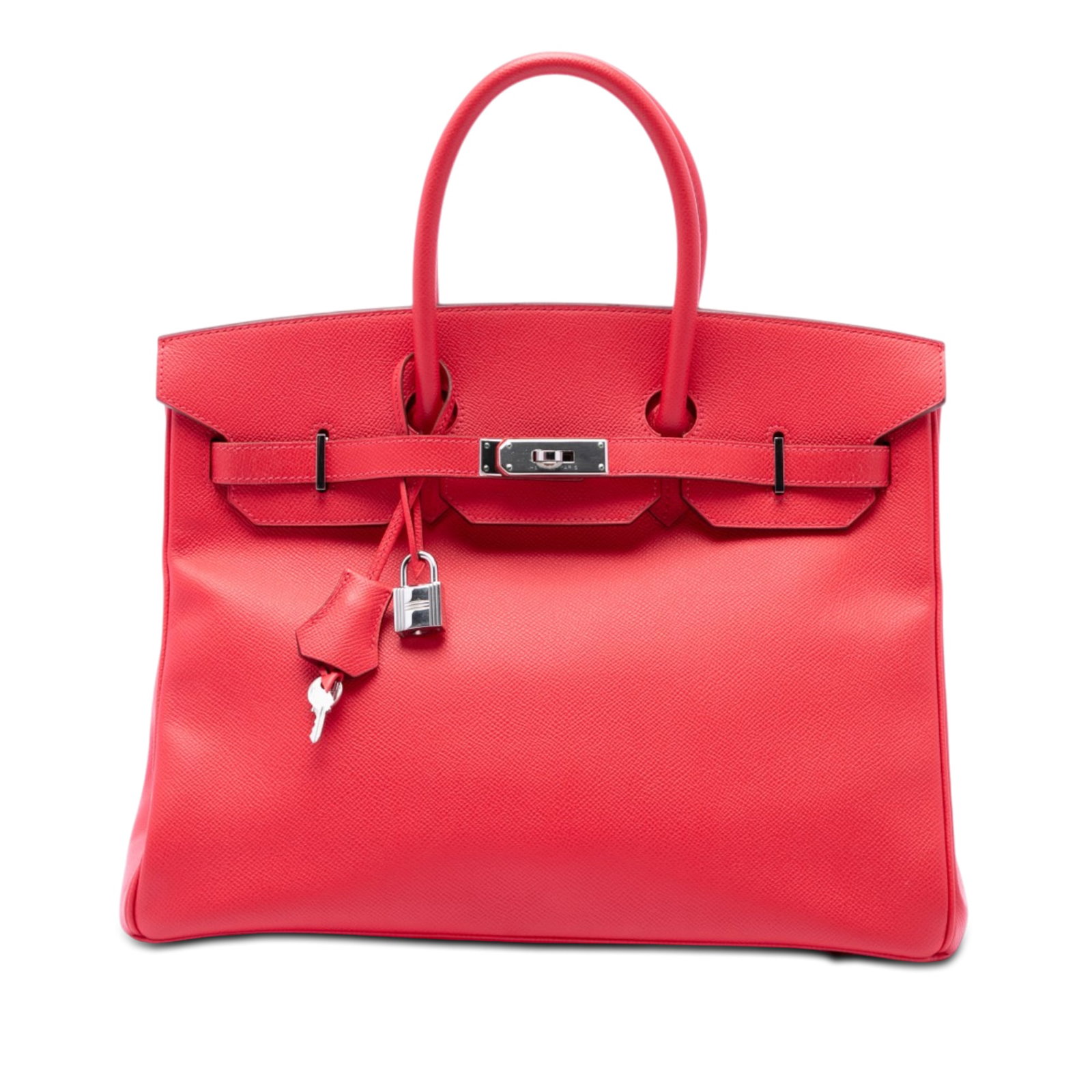Hermes Birkin 35 Retourne Epsom Leather Handbag Rouge Casaque: Hermes Birkin 35 Retourne Epsom Leather Handbag Rouge Casaque Hermes Birkin Retourne 35 in Rouge Casaque Epsom leather. This bag features rolled leather handles, a front flap with strap and turn-lock 