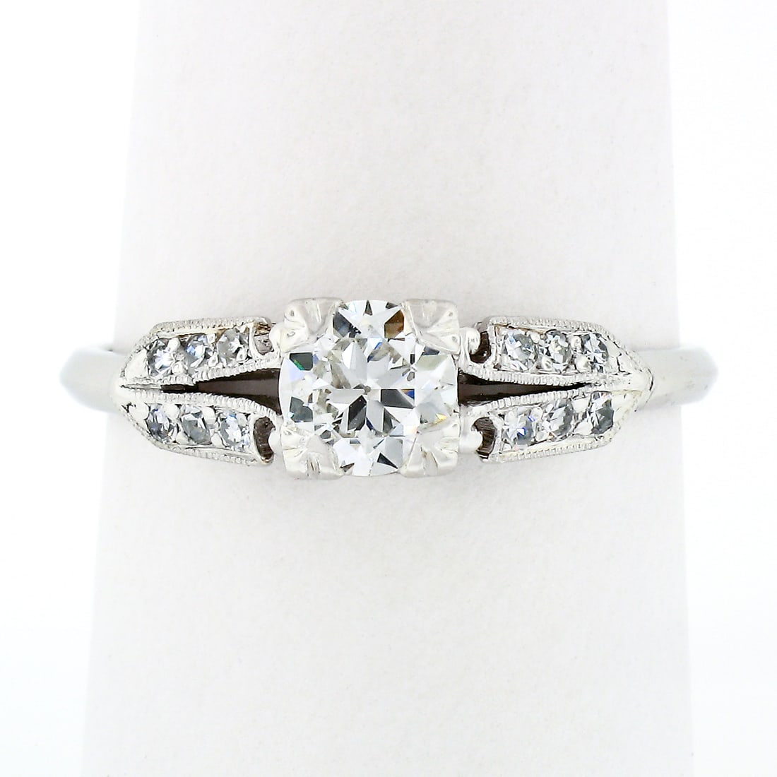 Art Deco Platinum Diamond Ring Old European Cut 0.76ctw Size 7.5: Art Deco Platinum Diamond Ring Old European Cut 0.76ctw Size 7.5 Antique Art Deco platinum solitaire engagement or promise ring featuring a natural genuine old European cut diamond center stone with d