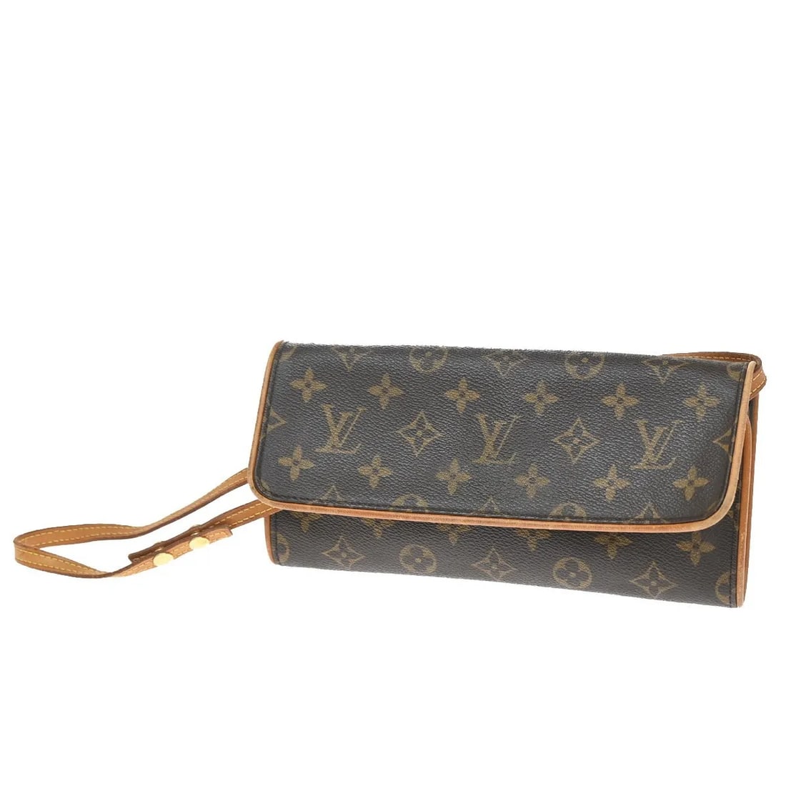 Louis Vuitton Twin Shoulder Bag in Brown Monogram Canvas: Louis Vuitton Twin Shoulder Bag in Brown Monogram Canvas Louis Vuitton Twin shoulder bag in brown monogram canvas. This pre-owned piece is in fair condition with visible wear throughout, including cra