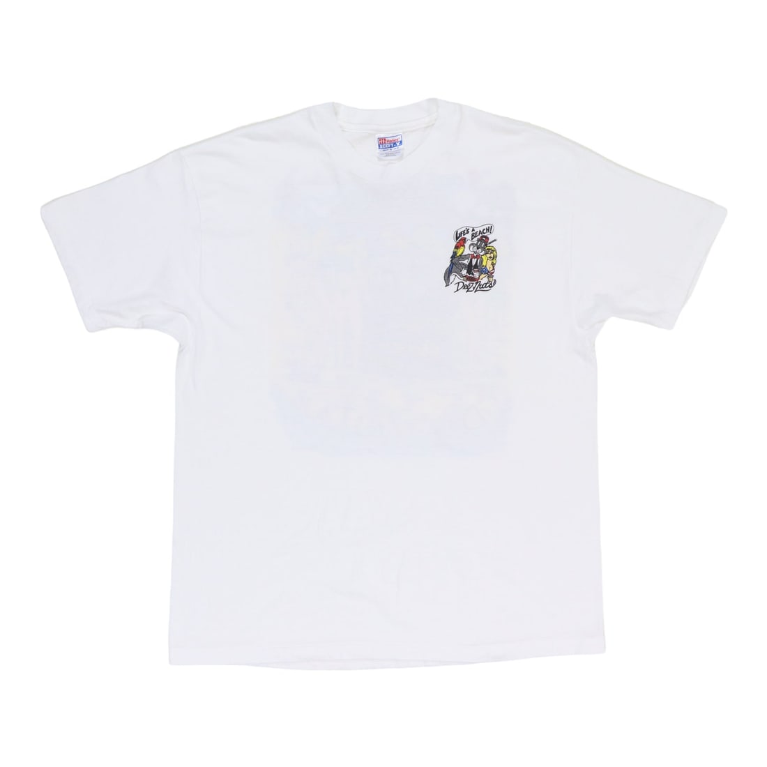 Vintage 1995 Life's A Beach Deez Nuts White Cotton T-Shirt Extra Large (1 of 6)
