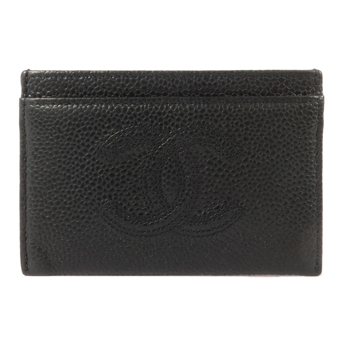 CHANEL AP4659 CC Card Holder Black Calfskin Leather: CHANEL AP4659 CC Card Holder Black Calfskin Leather A CHANEL CC card holder in black calfskin leather, identified by model number AP4659. It features four card slots and comes with a hologram sticker.
