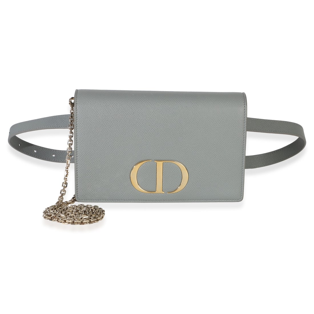 Christian Dior 30 Montaigne 2-in-1 Pouch Blue Leather Strap: Christian Dior 30 Montaigne 2-in-1 Pouch Blue Leather Strap Christian Dior 30 Montaigne 2-in-1 pouch in blue grained calfskin with a snap closure and blue suede lining. This pre-owned unisex shoulder 