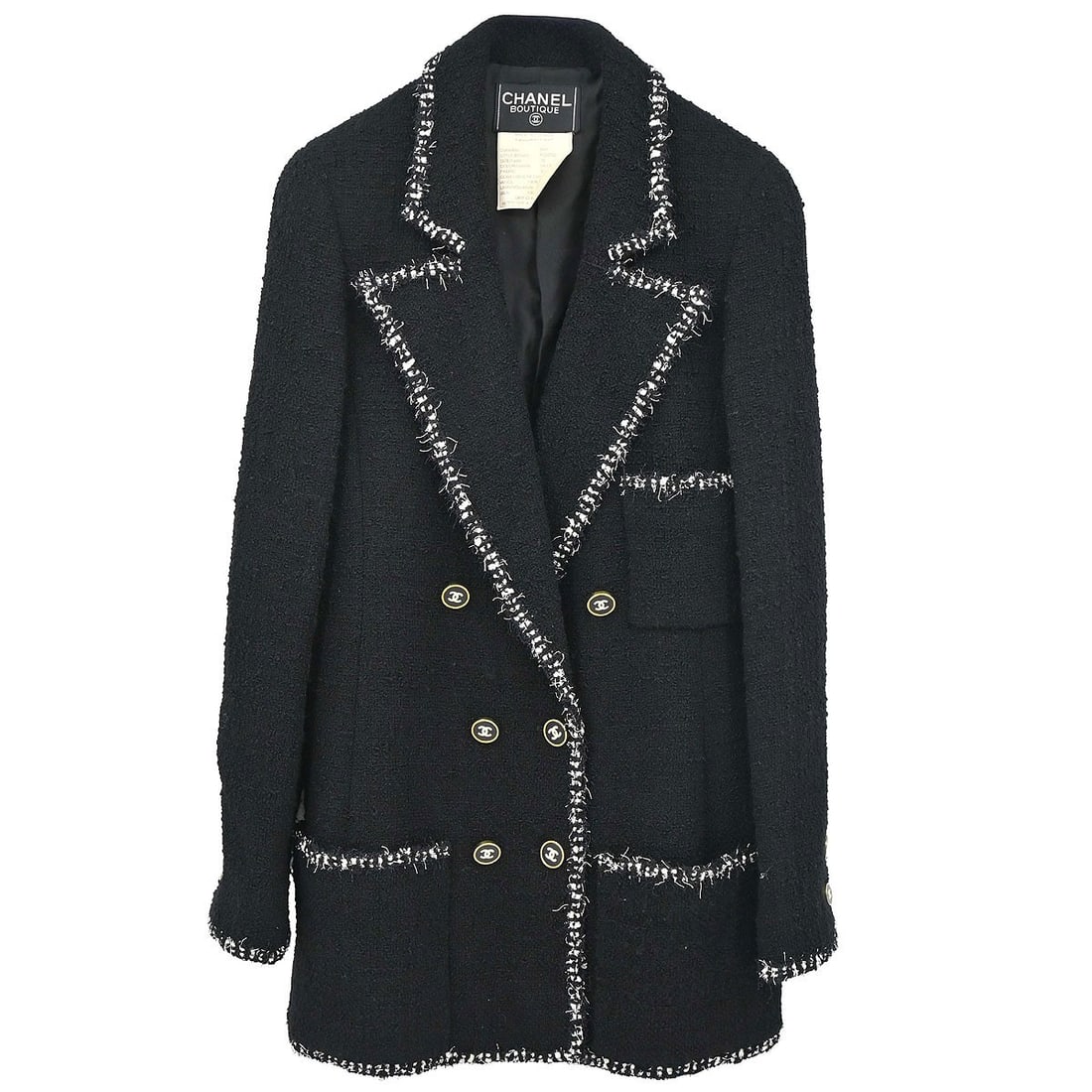 Vintage Chanel black wool mid length jacket size 38 (1 of 18)