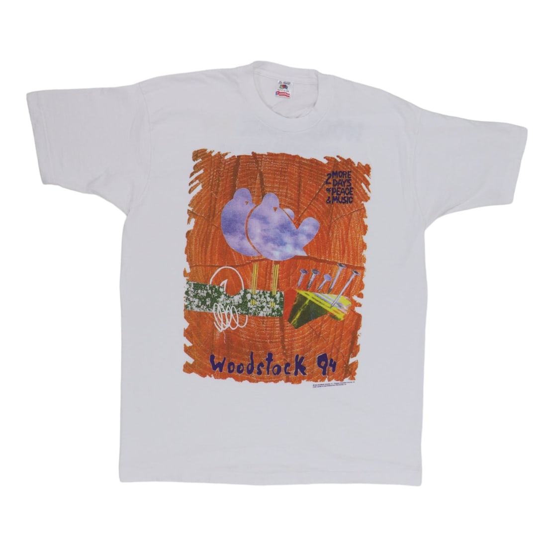 Vintage 1994 Woodstock Festival White Cotton Graphic T-Shirt XL (1 of 6)