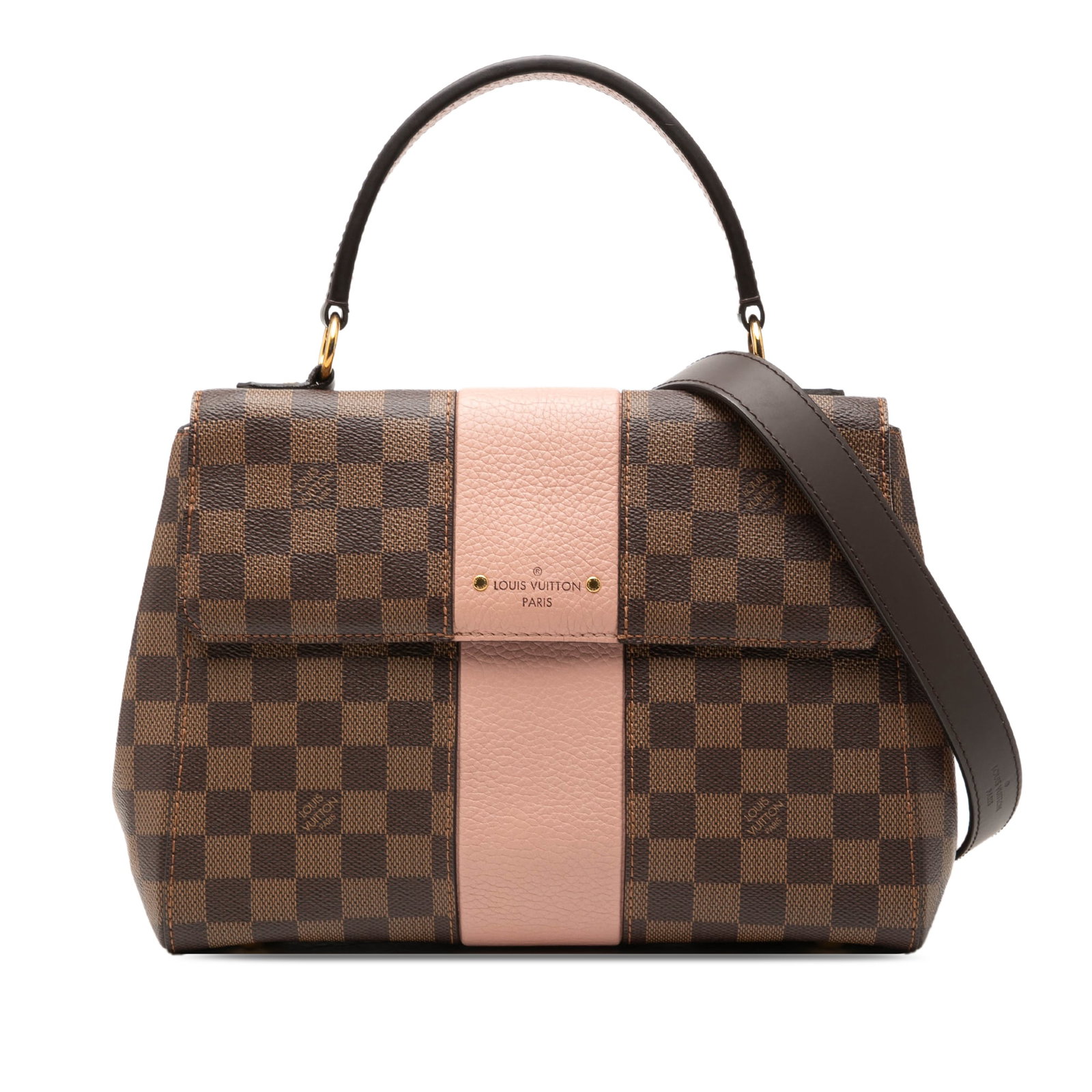 Louis Vuitton Bond Street Damier Ebene Brown Handbag: Louis Vuitton Bond Street Damier Ebene Brown Handbag Louis Vuitton Bond Street handbag in Damier Ebene canvas with a flat leather top handle and a detachable flat leather strap. The design features a 