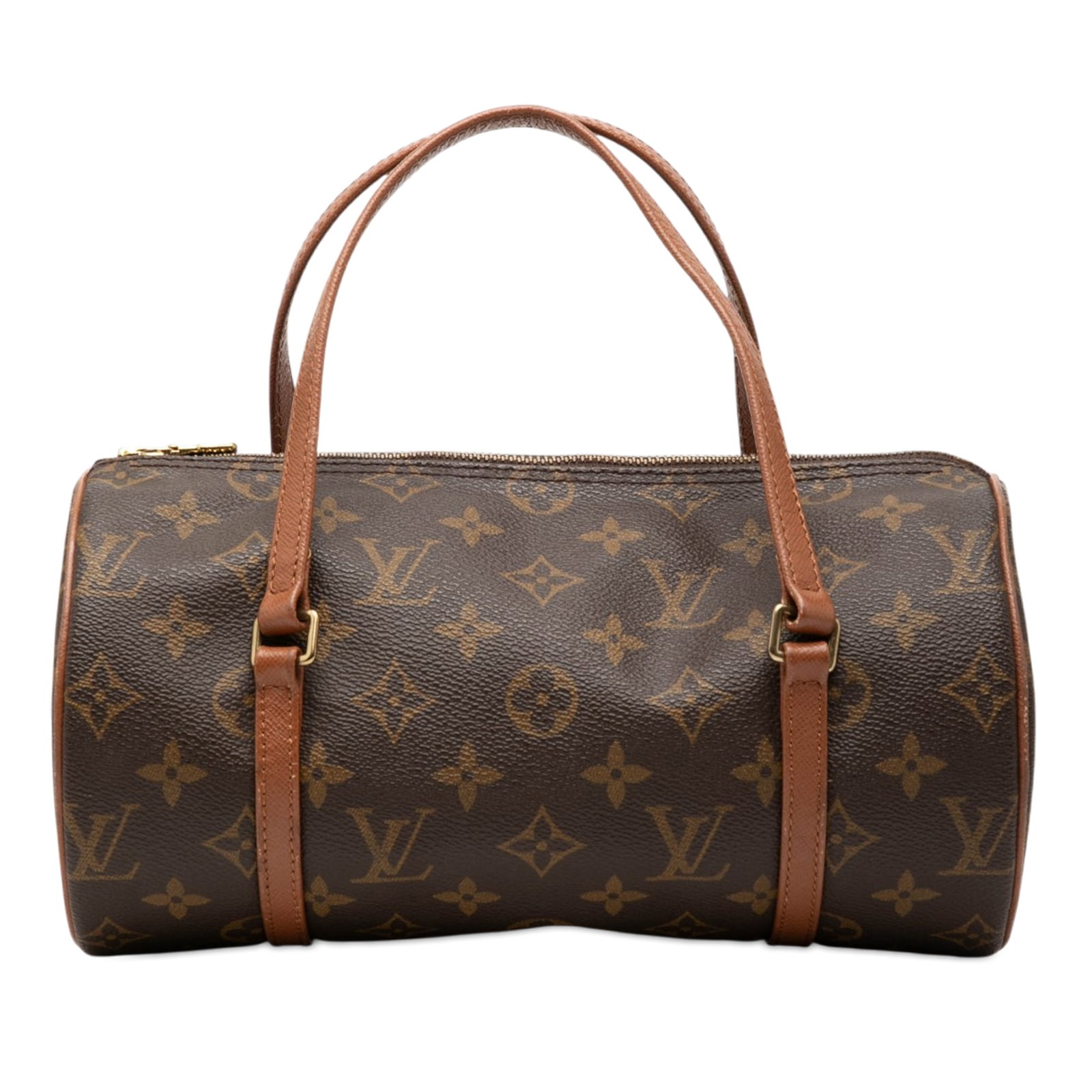 Louis Vuitton Papillon 26 Monogram Handbag: Louis Vuitton Papillon 26 Monogram Handbag Louis Vuitton Monogram Papillon 26 bag crafted with a monogram canvas body, flat leather handles, and a top zip closure. The condition is rated B+ with noted