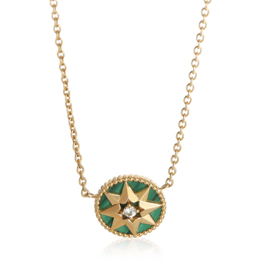 Christian Dior Rose Des Vents malachite diamond pendant necklace 18k yellow gold (1 of 3)