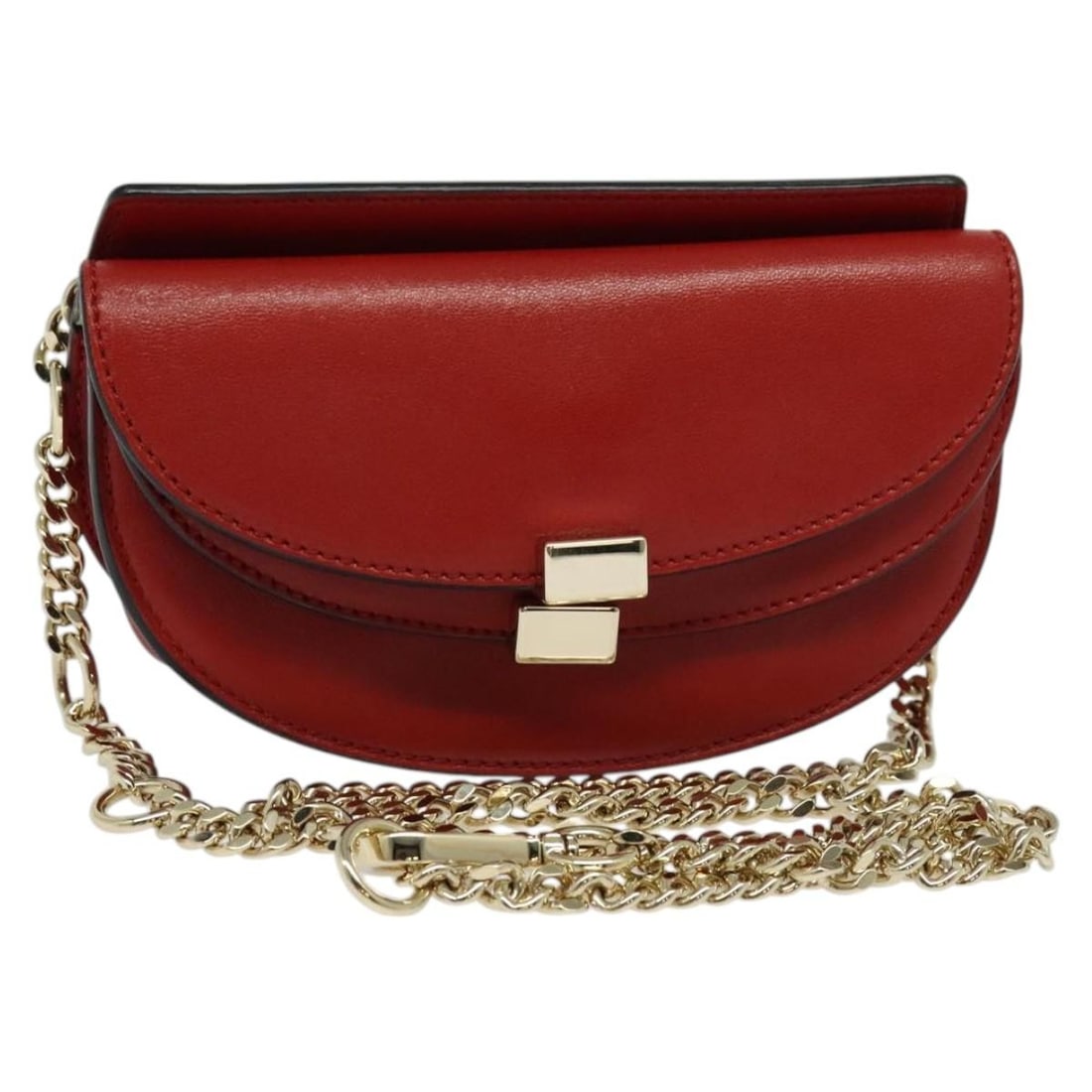 Chloe Georgia Leather Shoulder Bag Red Gold Tone with Dust Bag: Chloe Georgia Leather Shoulder Bag Red Gold Tone with Dust Bag A Chloe Georgia shoulder bag crafted from leather in red with gold-tone hardware. It comes with a dust bag and was made in Hungary. The b