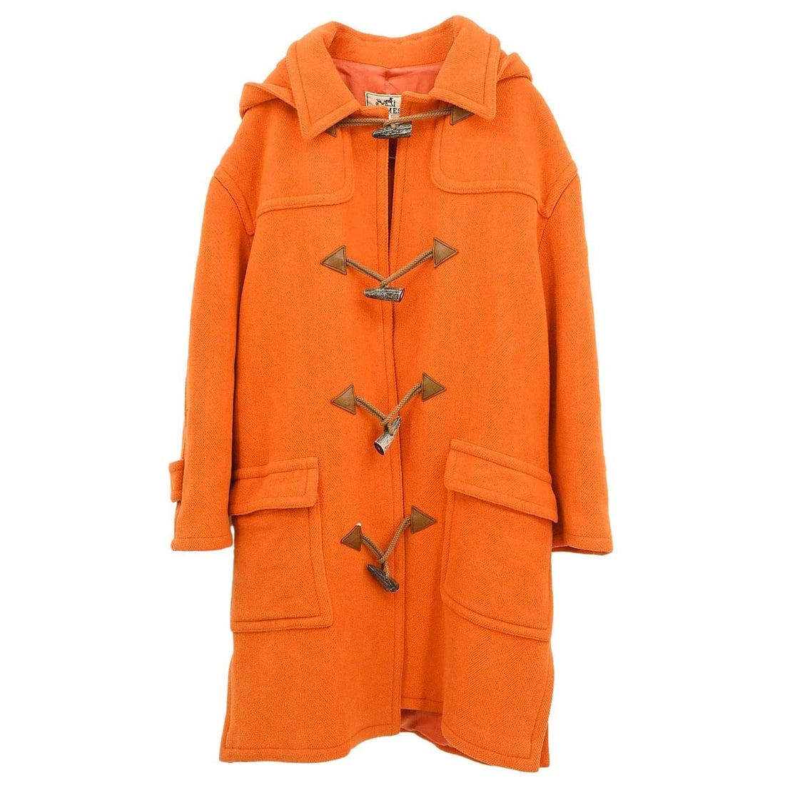 Hermes Orange Wool Toggle Coat Size 46 with Removable Hood (1 of 15)