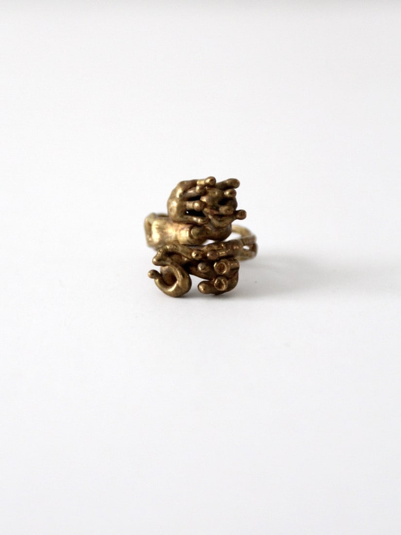 1970s Vintage Brutalist Bronze Statement Ring Size 7 (1 of 5)