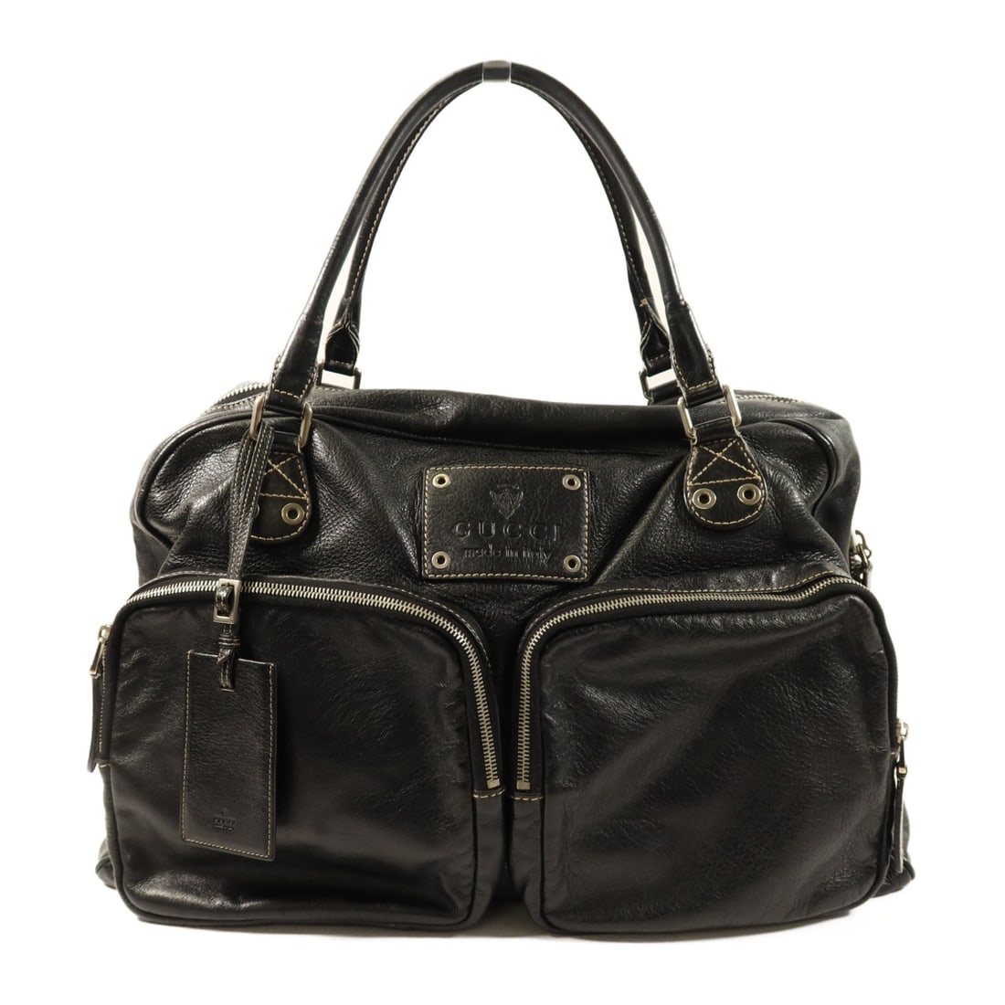 GUCCI Hysteria Leather Shoulder Bag Black Model 201847.1669: GUCCI Hysteria Leather Shoulder Bag Black Model 201847.1669 Gucci GG SHW Duffle Bag shoulder bag in black Hysteria leather, model no. 201847.1669. It is a mens regular-size bag made in Italy and comes
